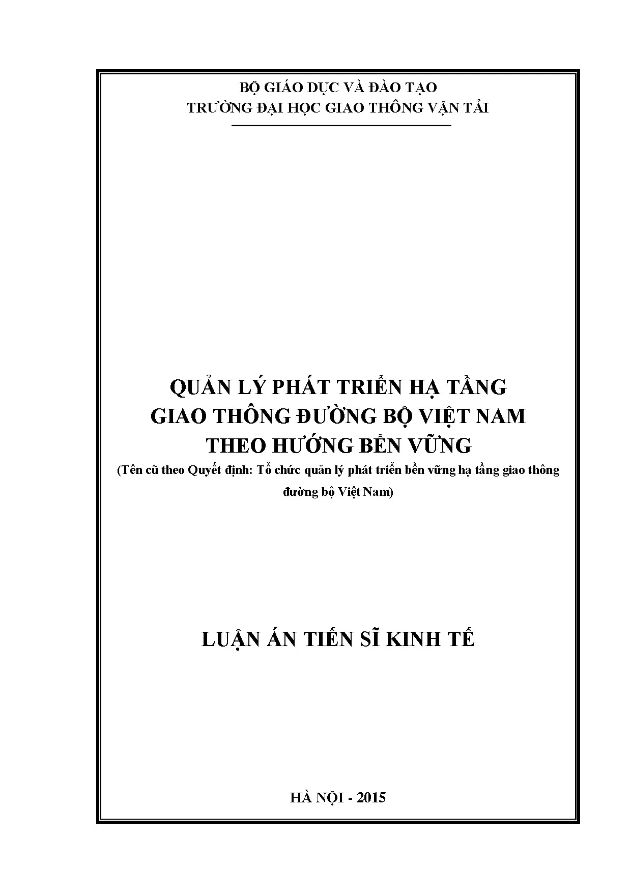 Quản lý phát triển hạ tầng giao thông đường bộ bền vững VN