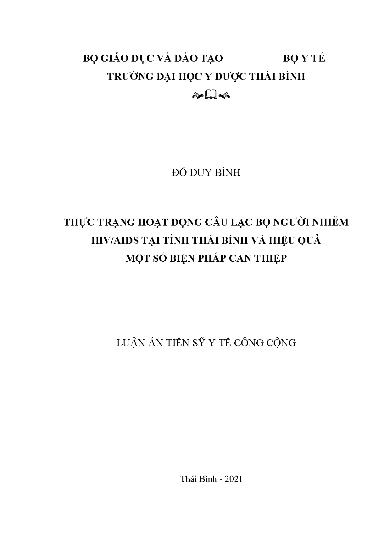 Thực trạng hoạt động câu lạc bộ người nhiễm HIV/AIDS tại tỉnh Thái Bình