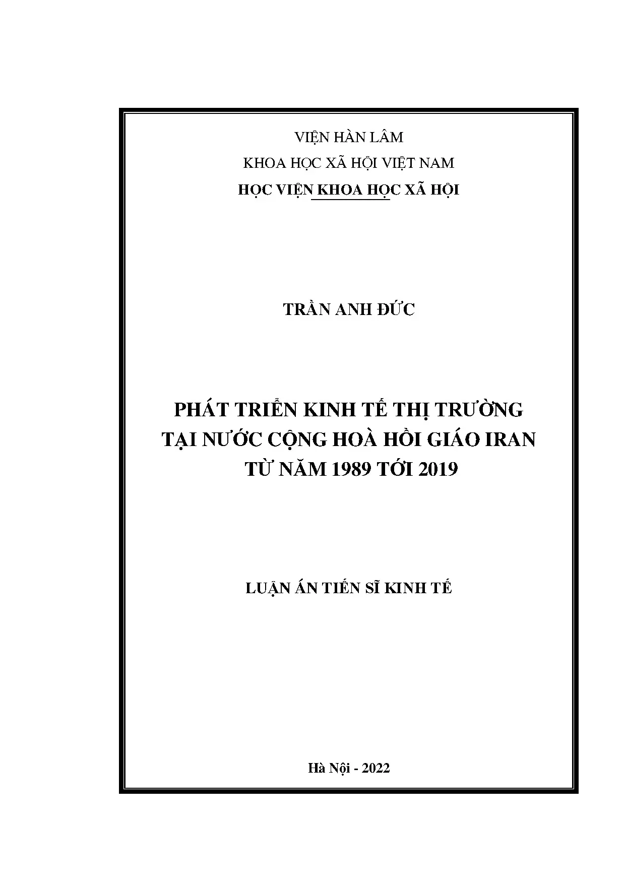 Luận án tiến sĩ phát triển kinh tế thị trường ở nước cộng ho