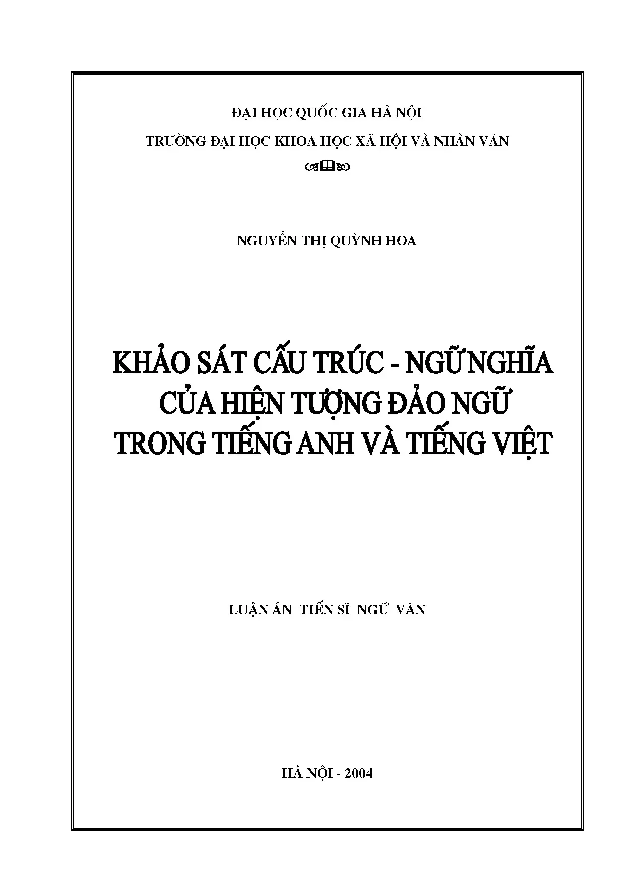 Luận án tiến sĩ khảo sát cấu trúc ngữ nghĩa của hiện tượng đ