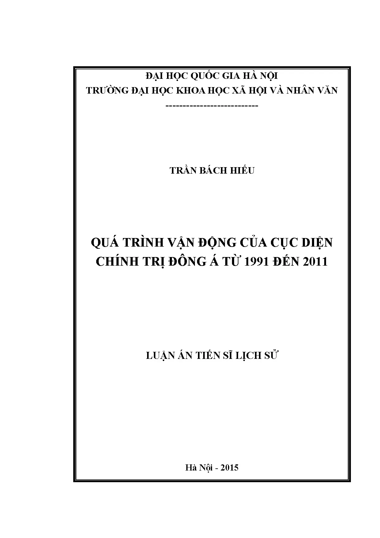 Luận án tiến sĩ quá trình vận động của cục diện chính trị đô