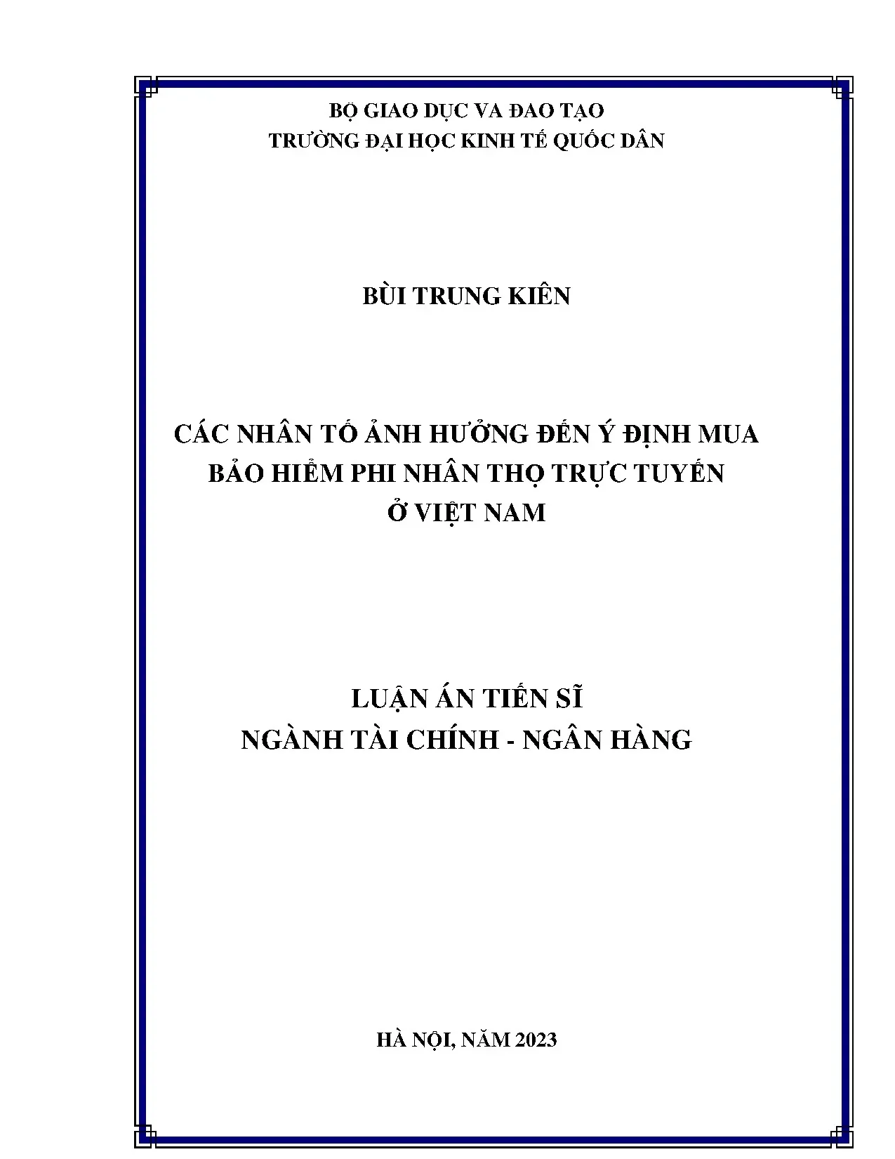 Yếu tố ảnh hưởng đến ý định mua bảo hiểm phi nhân thọ trực tuyến