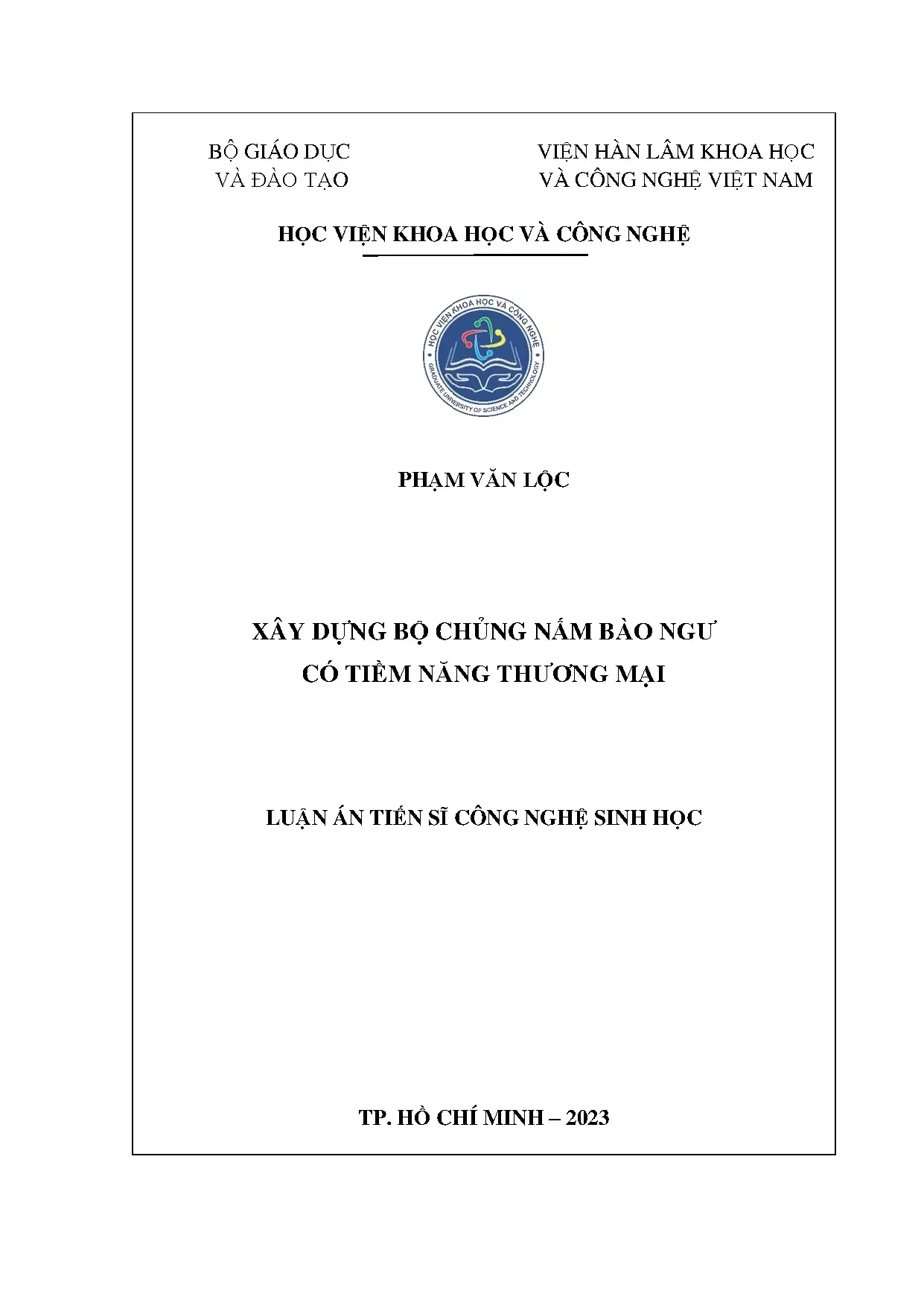 Luận án tiến sĩ công nghệ sinh học xây dựng bộ chủng nấm