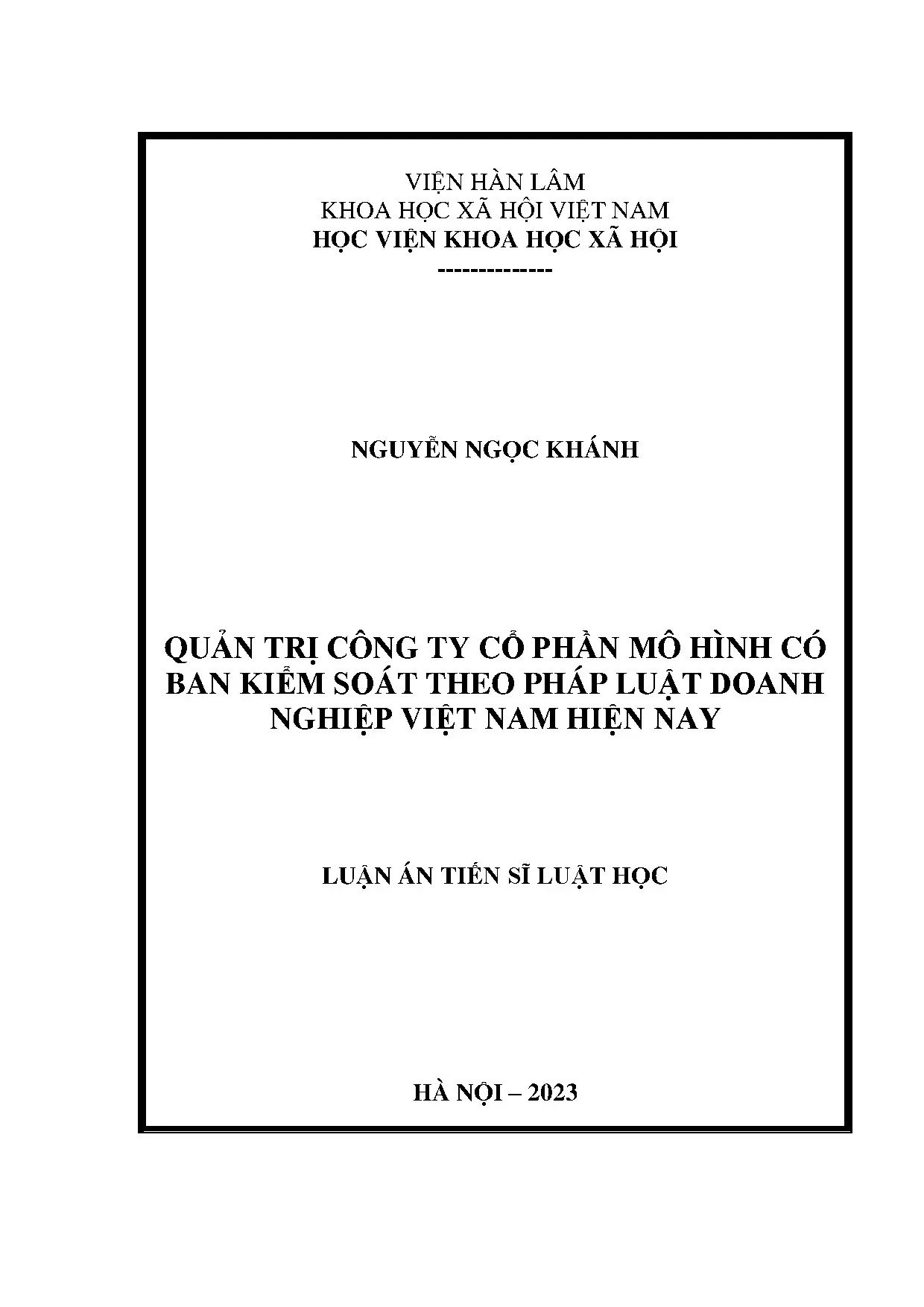 Quản trị công ty cổ phần mô hình có ban kiểm soát