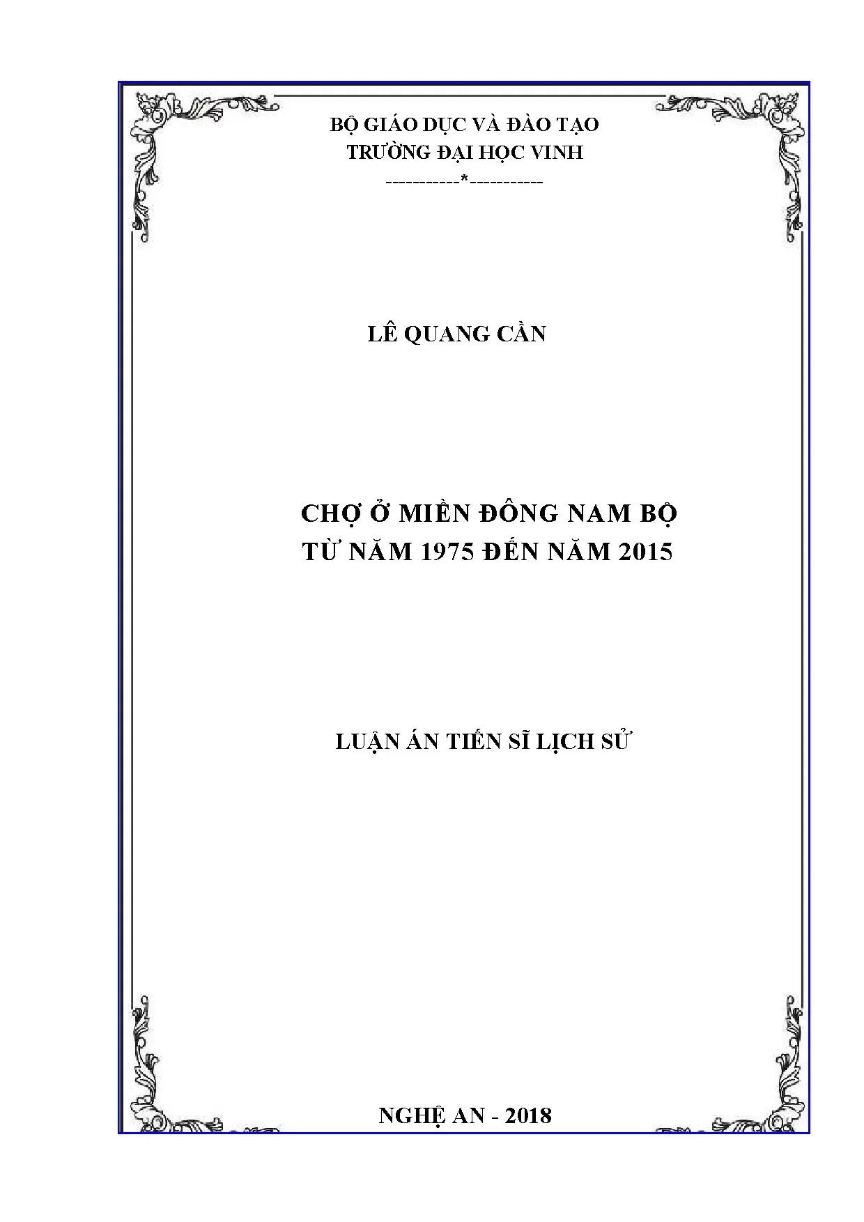 Chợ miền Đông Nam Bộ 1975-2015: Nghiên cứu lịch sử