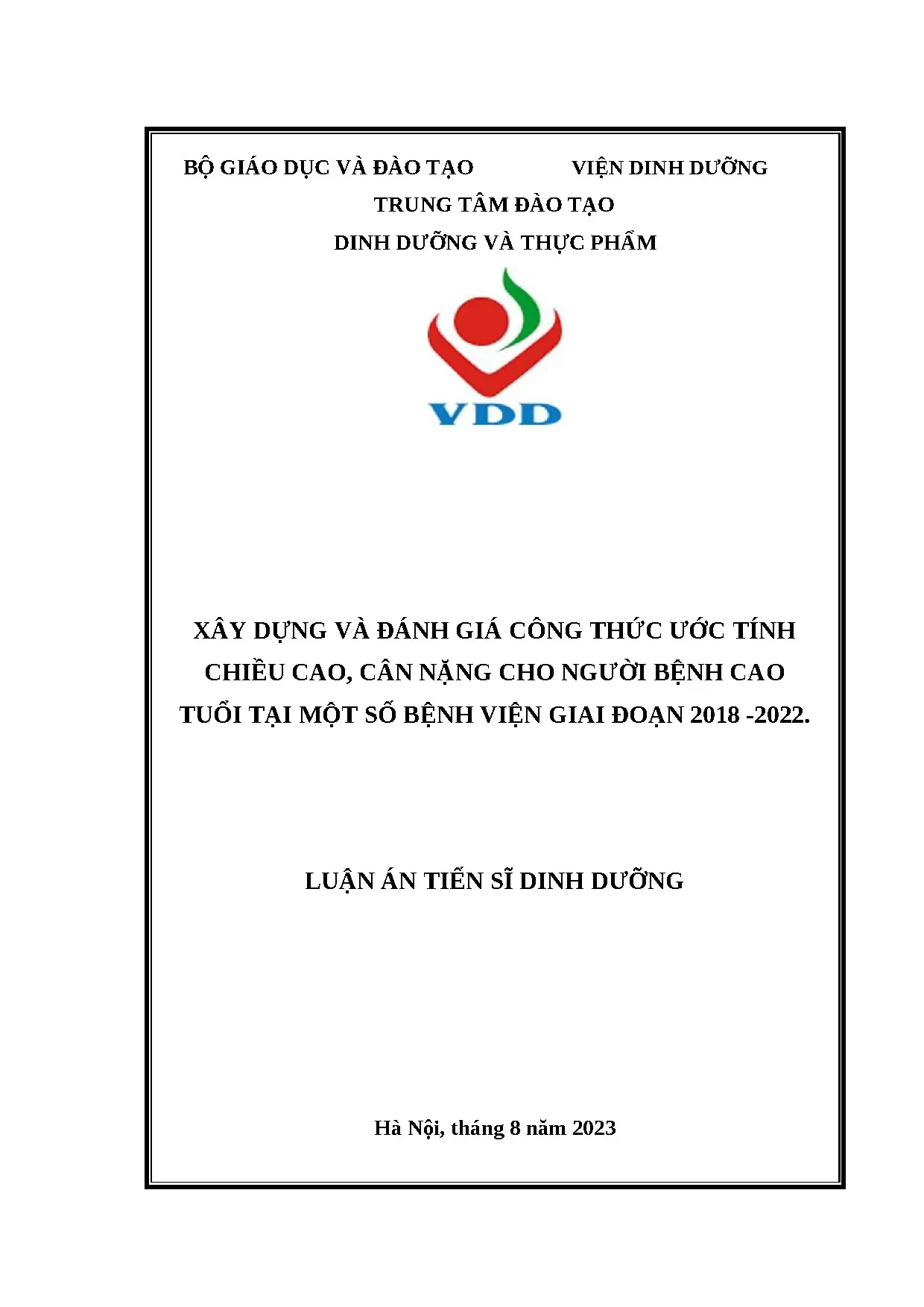 Công thức ước tính chiều cao cân nặng người bệnh cao tuổi