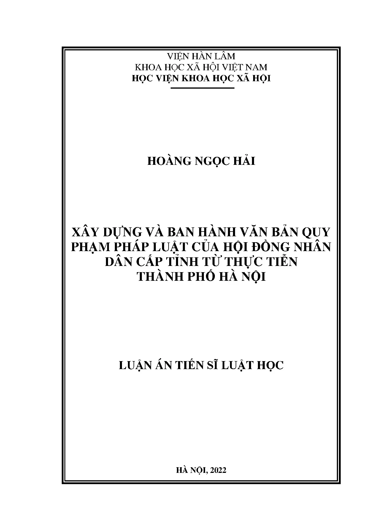 Luận án tiến sĩ xây dựng và ban hành văn bản quy phạm pháp l