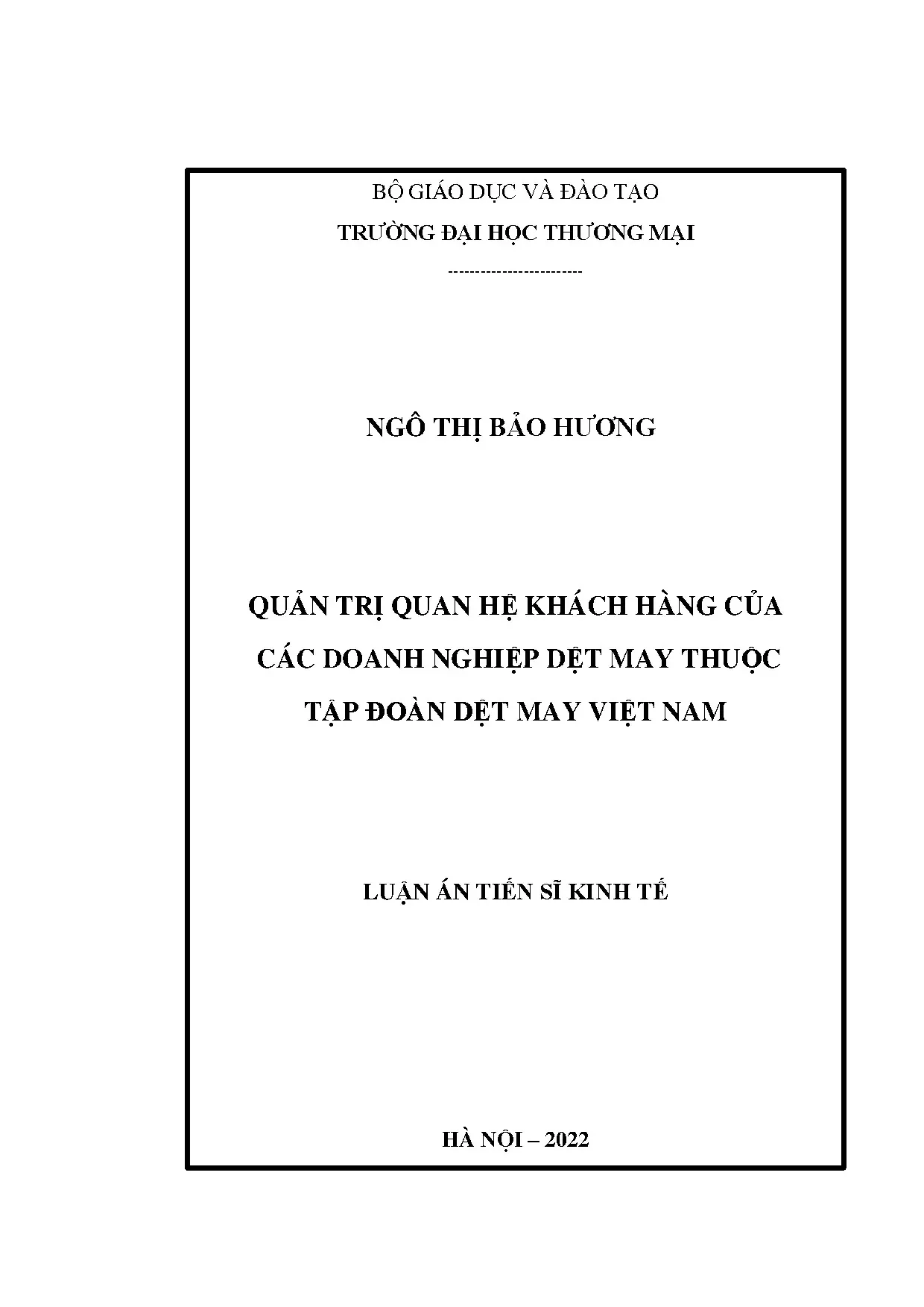 Quản trị quan hệ khách hàng dệt may Việt Nam: Luận án