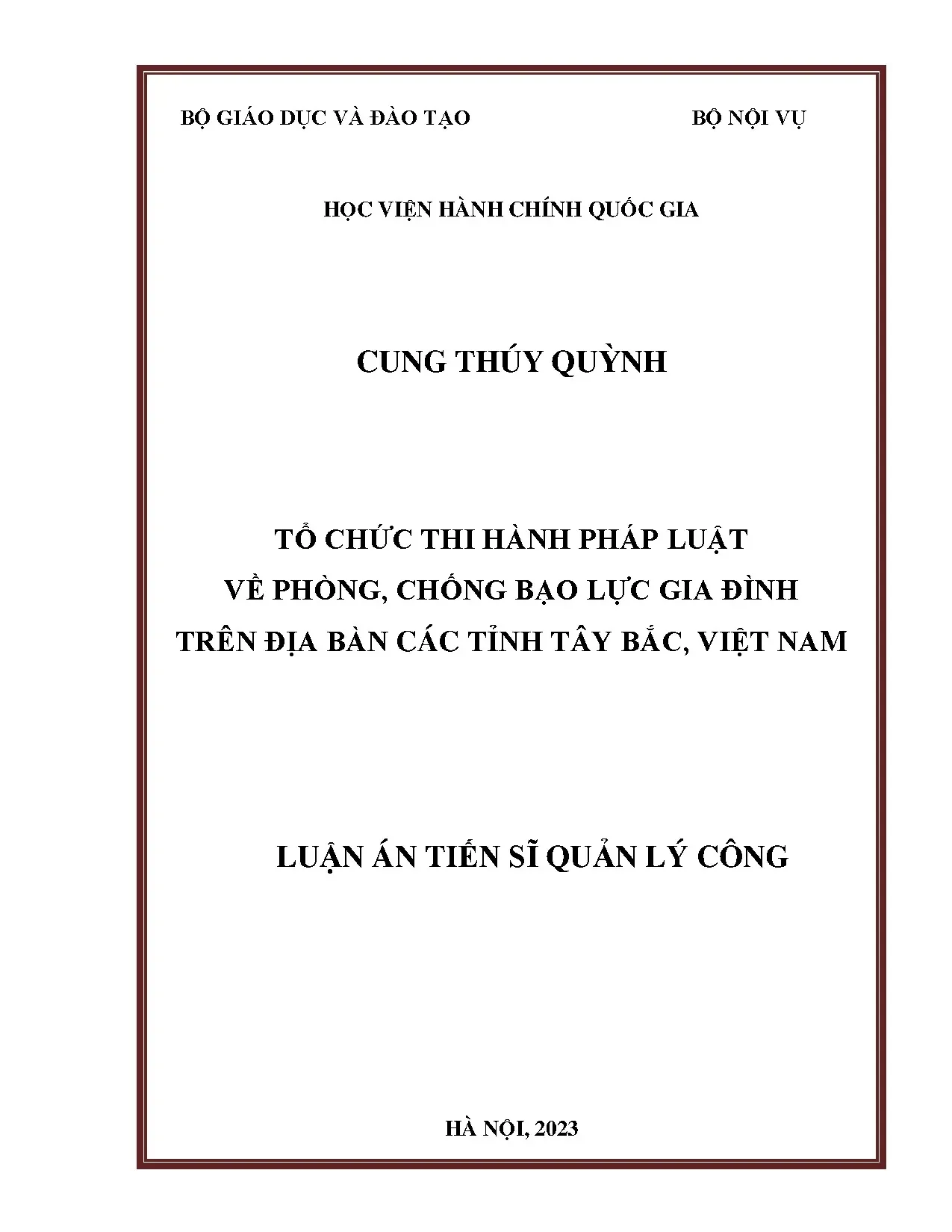 Tổ chức thi hành pháp luật phòng chống bạo lực gia đình