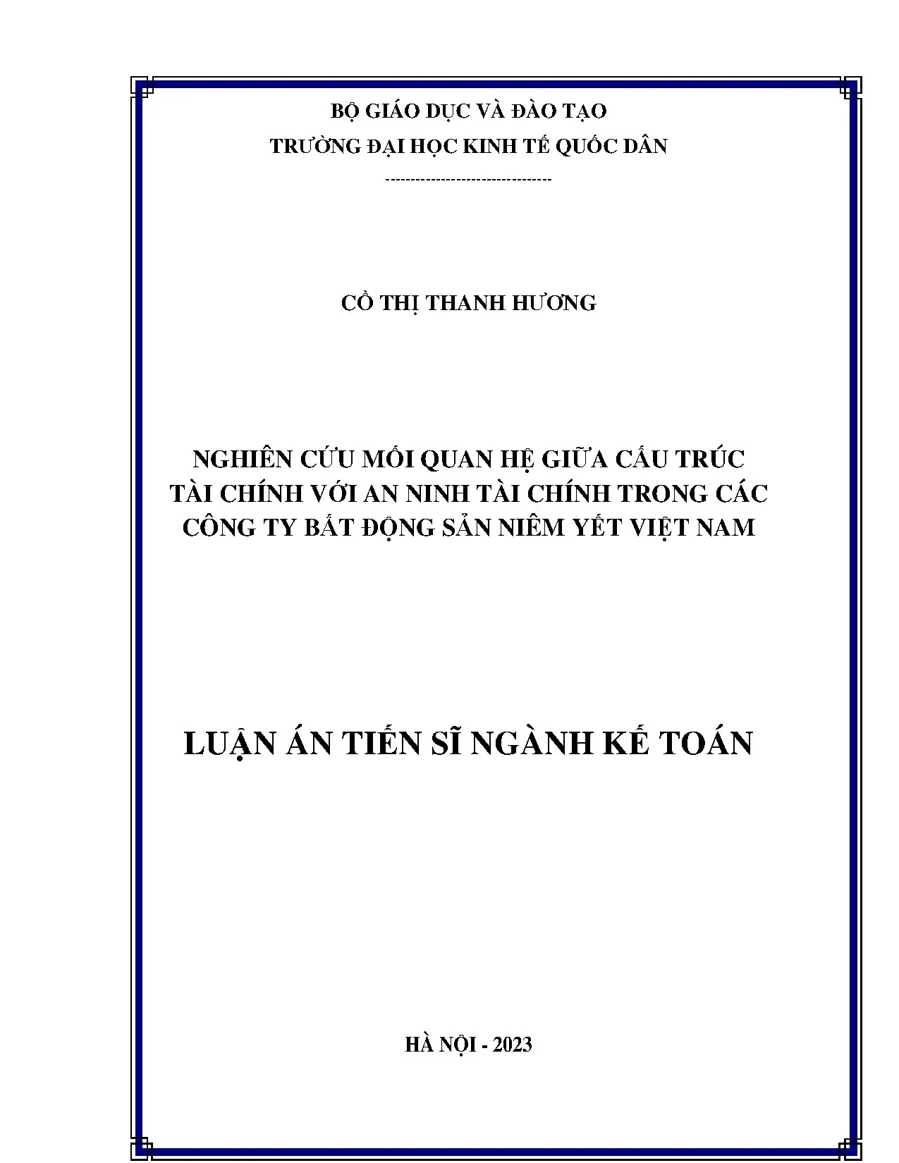 Cấu trúc tài chính và an ninh tài chính công ty BĐS