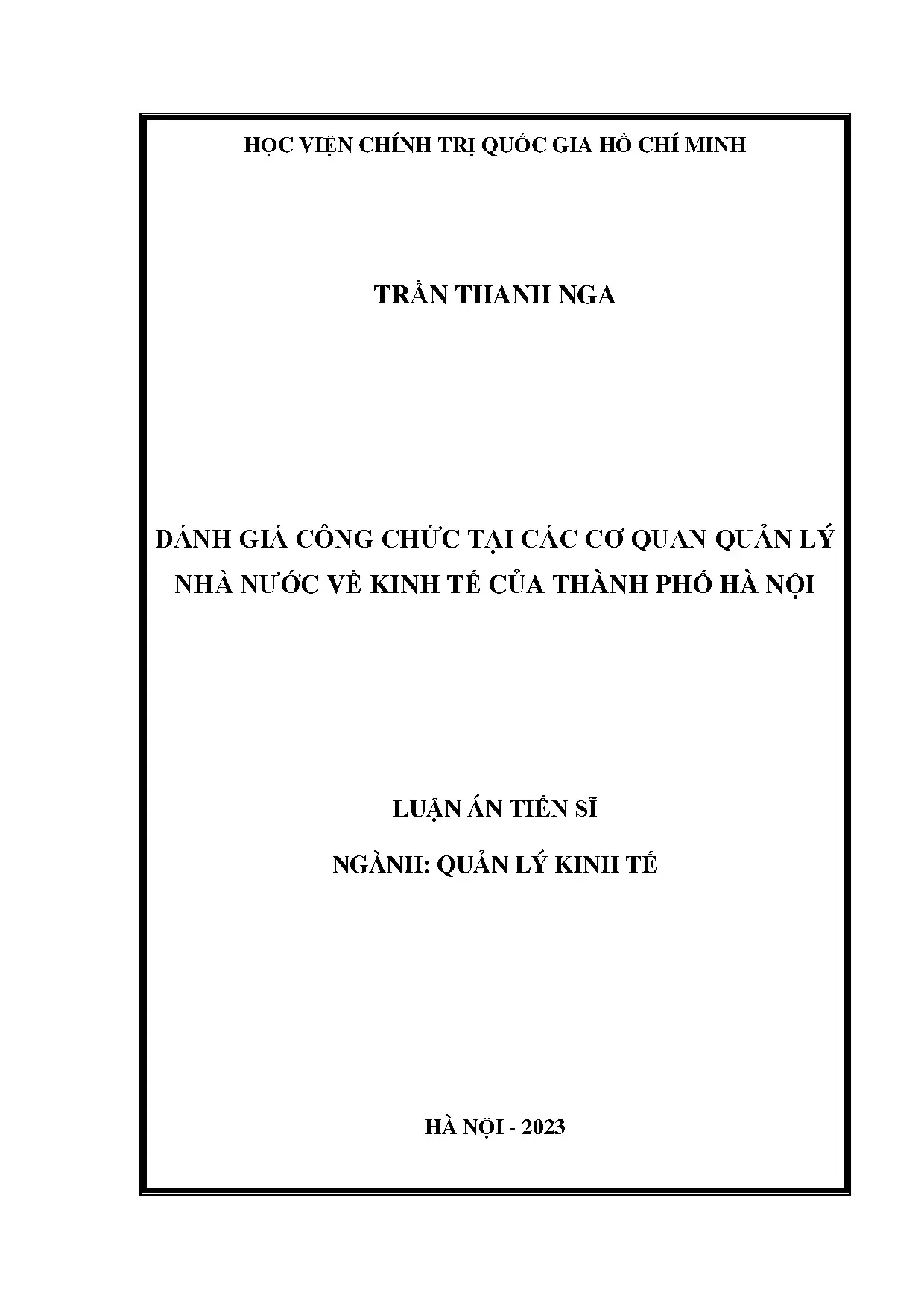 Đánh giá công chức tại cơ quan quản lý kinh tế Hà Nội