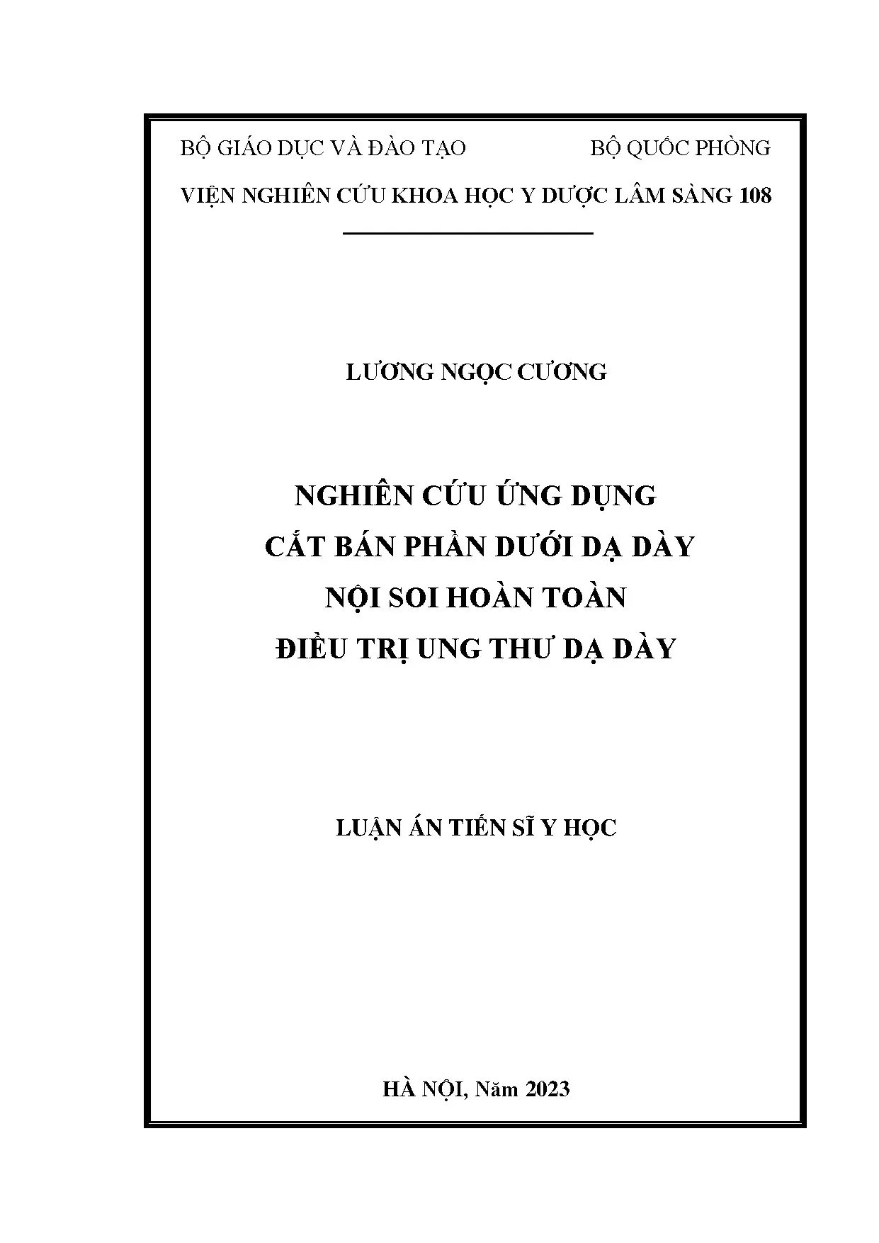 Nghiên cứu cắt bán phần dưới dạ dày nội soi điều trị ung thư