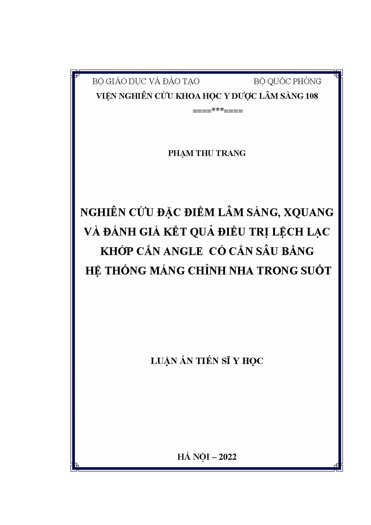 Luận án tiến sĩ nghiên cứu đặc điểm lâm sàng xquang và đánh