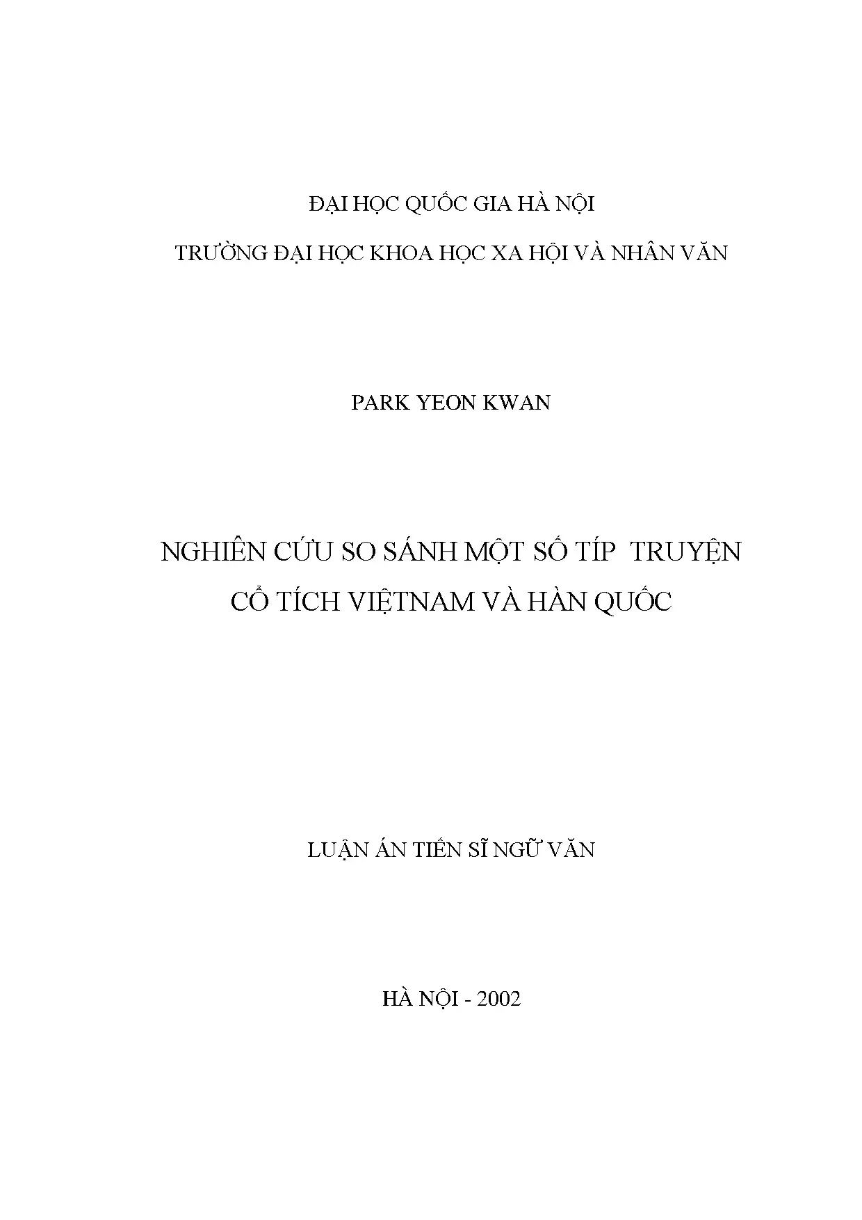 Luận án tiến sĩ nghiên cứu so sánh một số típ truyện cổ tích