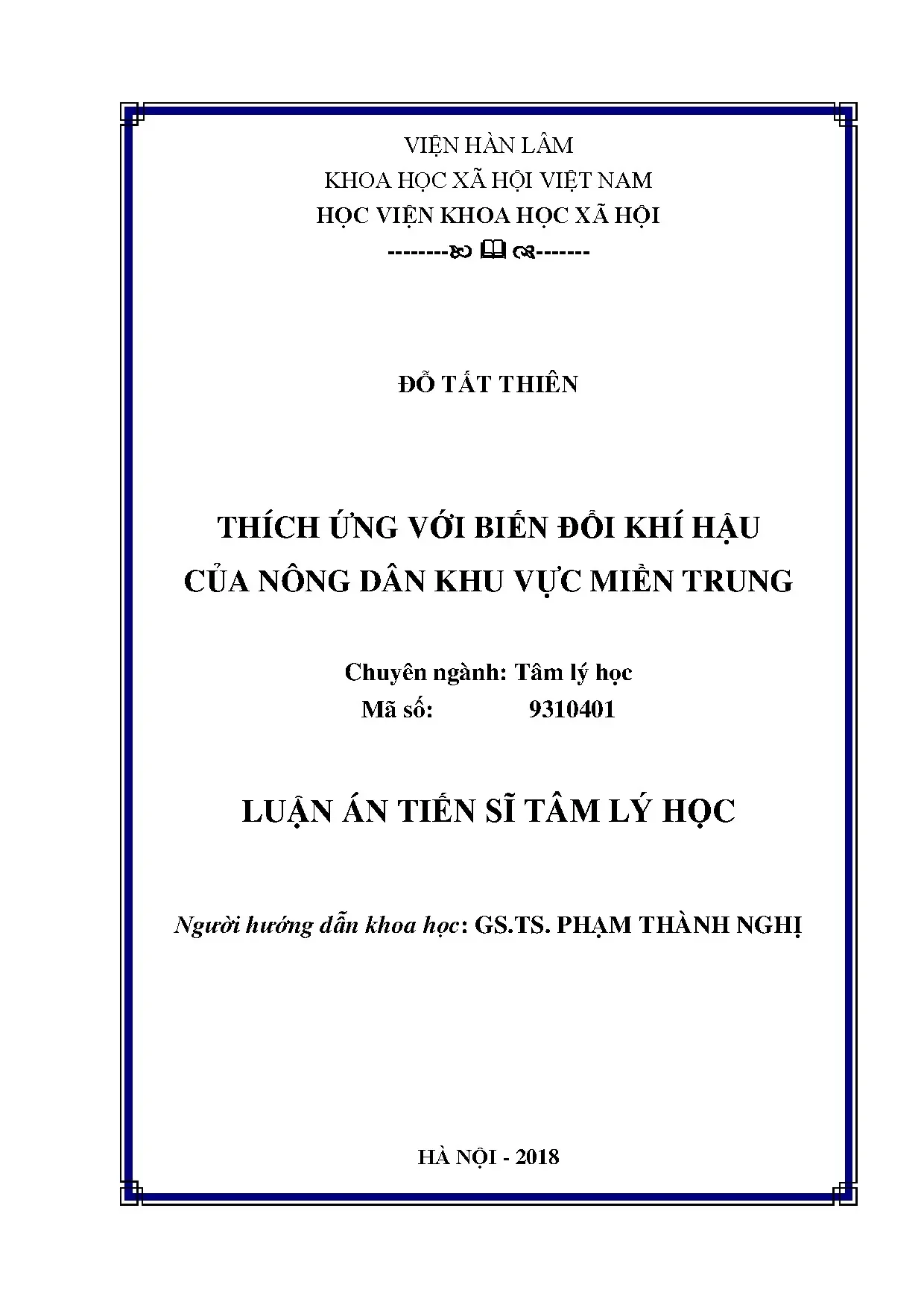 Thích ứng biến đổi khí hậu của nông dân miền Trung