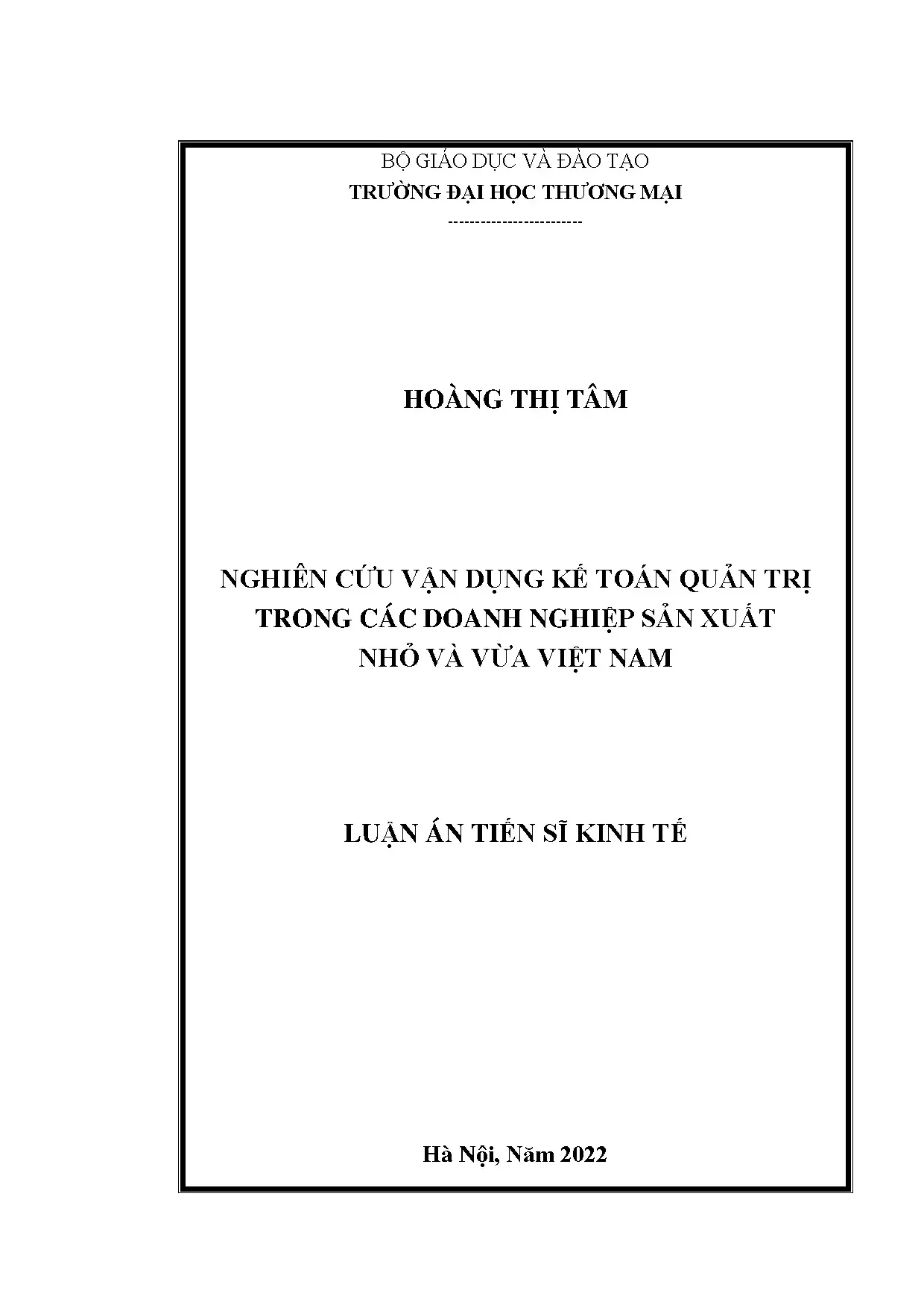 Luận án tiến sĩ nghiên cứu vận dụng kế toán quản trị trong c