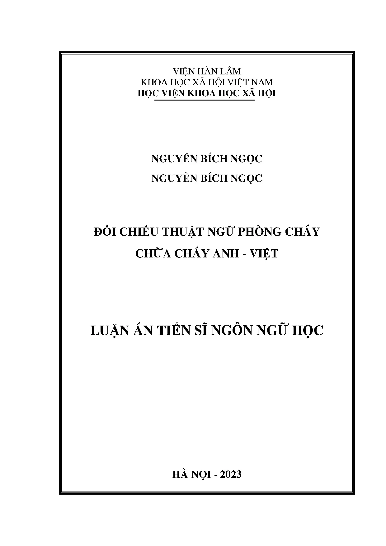 Luận án đối chiếu thuật ngữ phòng cháy chữa cháy Anh - Việt