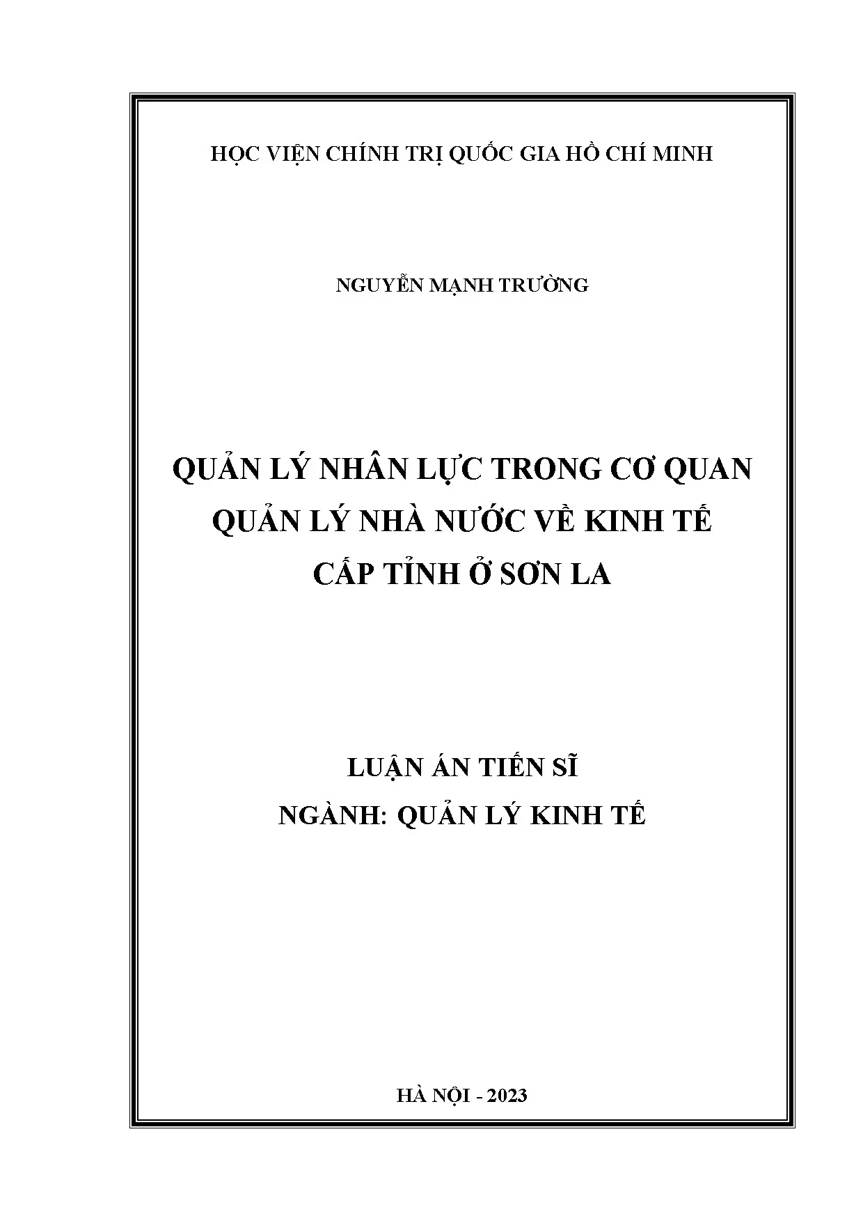 Luận án tiến sĩ quản lý kinh tế quản lý nhân lực trong cơ qu