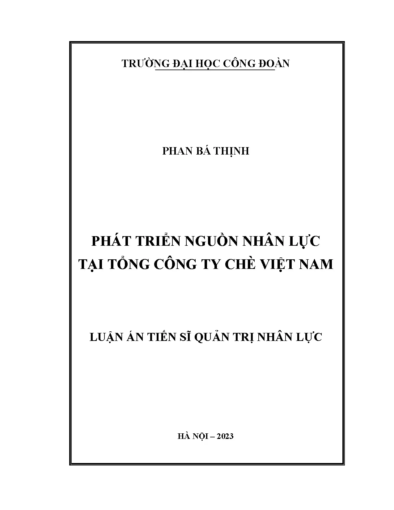 Phát triển Nguồn Nhân lực Tổng Công ty Chè Việt Nam