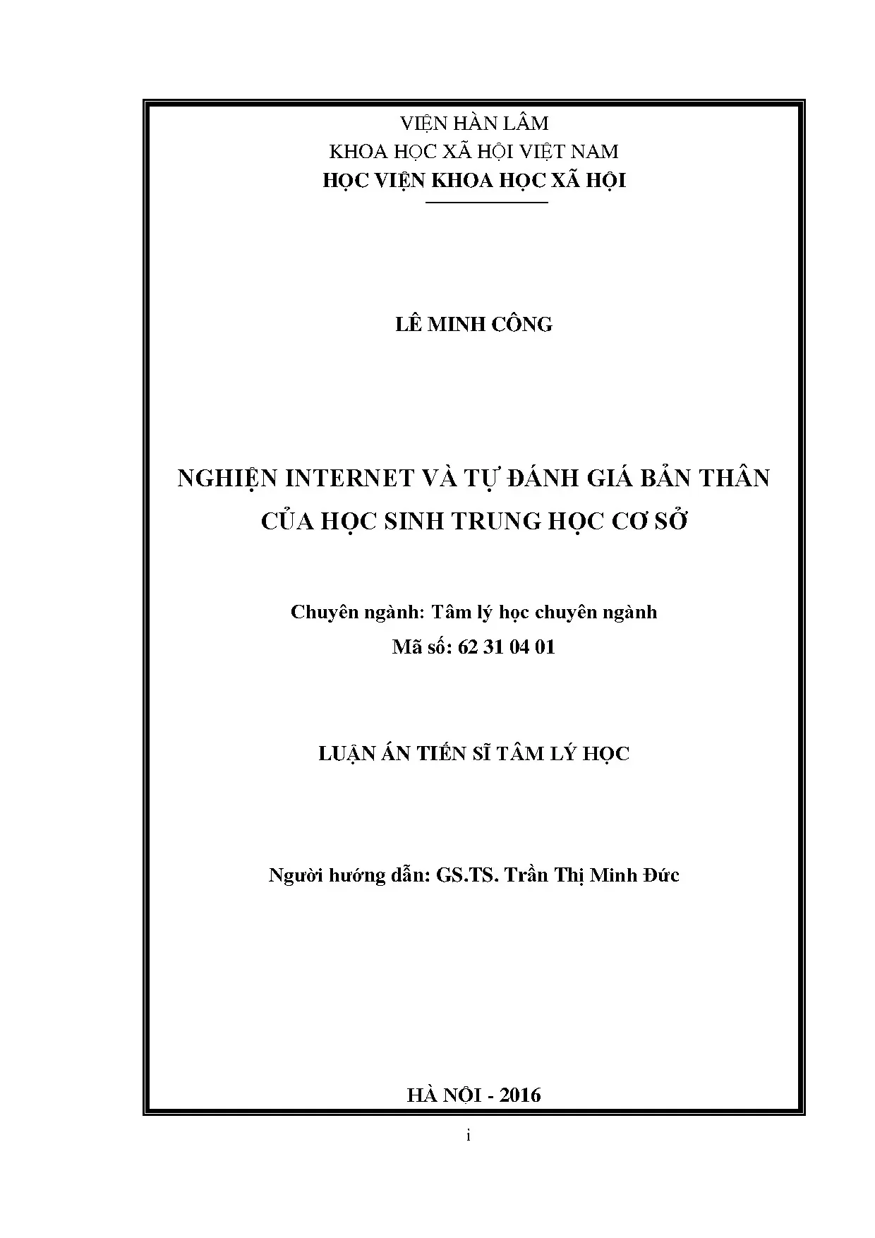 Nghiện Internet & Tự đánh giá ở HS THCS