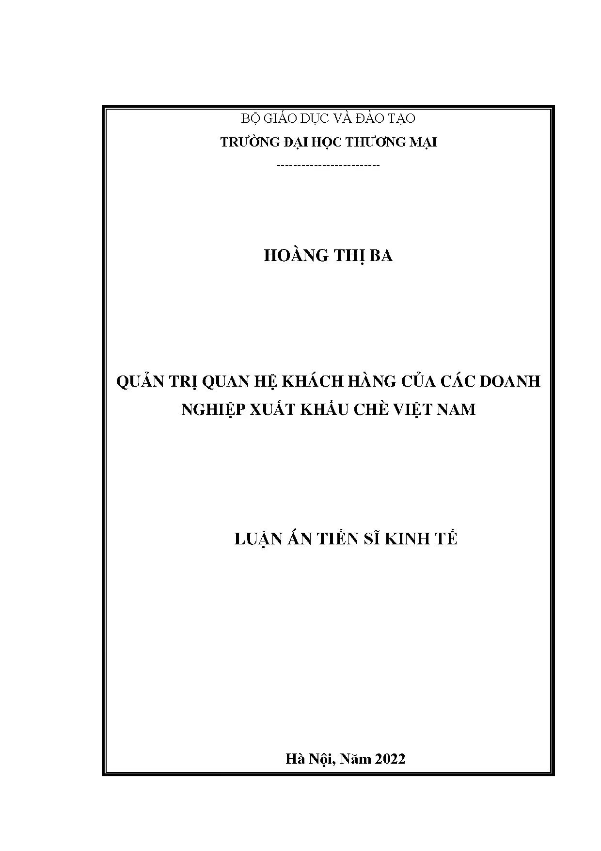Quản trị Quan hệ Khách hàng DN Xuất khẩu Chè Việt Nam