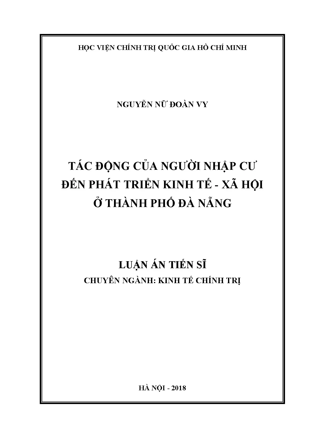 Tác động người nhập cư đến phát triển kinh tế xã hội ở Đà Nẵng
