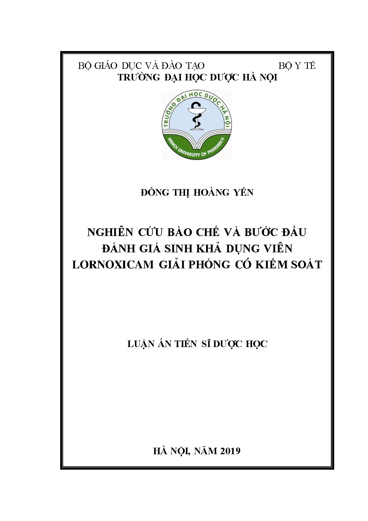 Nghiên cứu bào chế viên lornoxicam giải phóng có kiểm soát