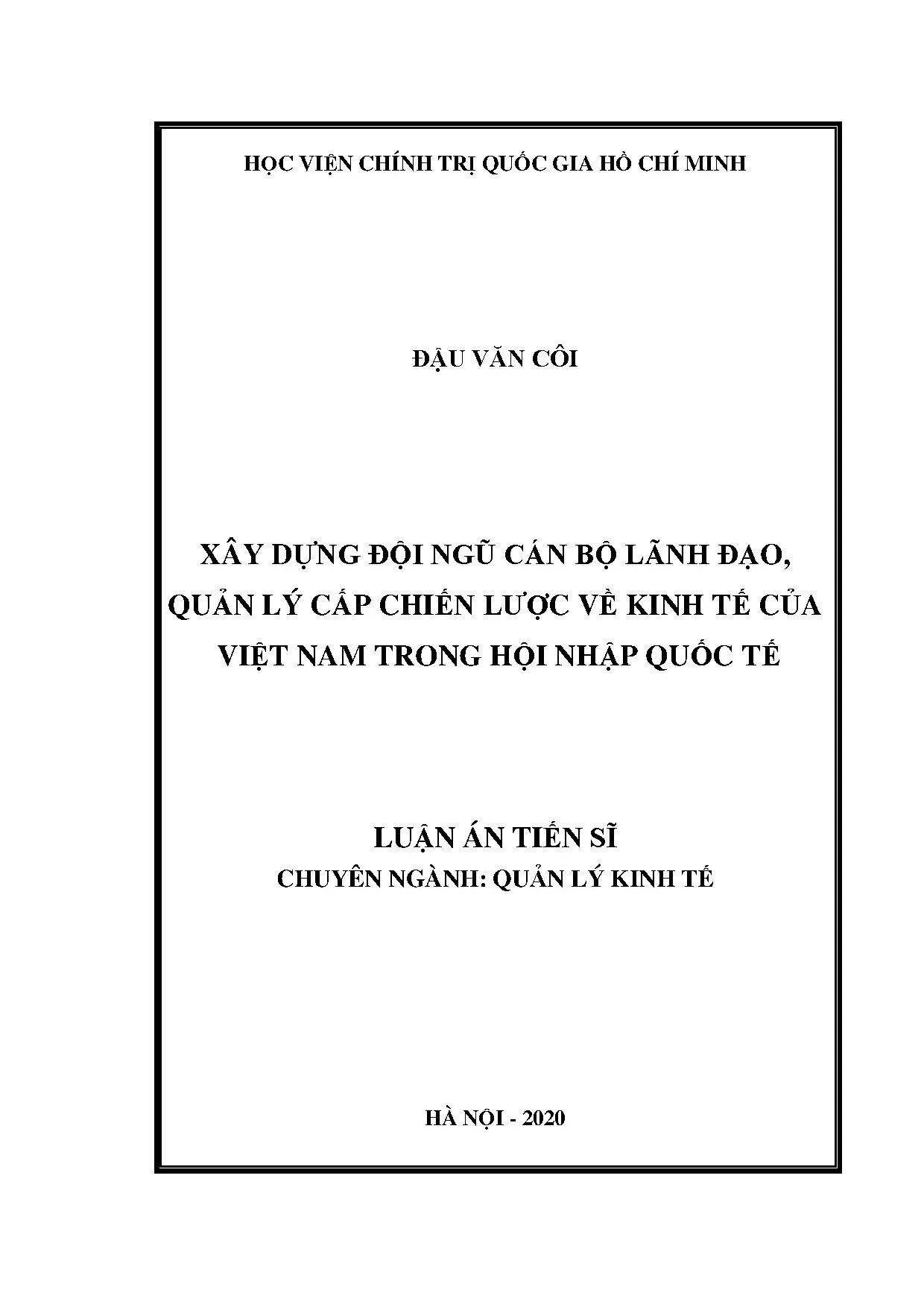 Xây dựng đội ngũ cán bộ lãnh đạo kinh tế Việt Nam