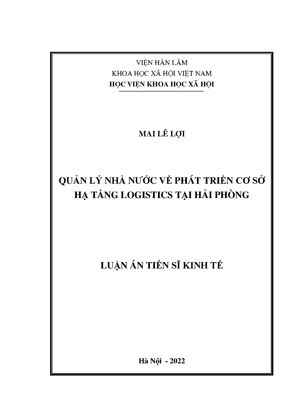 Luận án tiến sĩ quản lý nhà nước về phát triển cơ sở hạ tầng