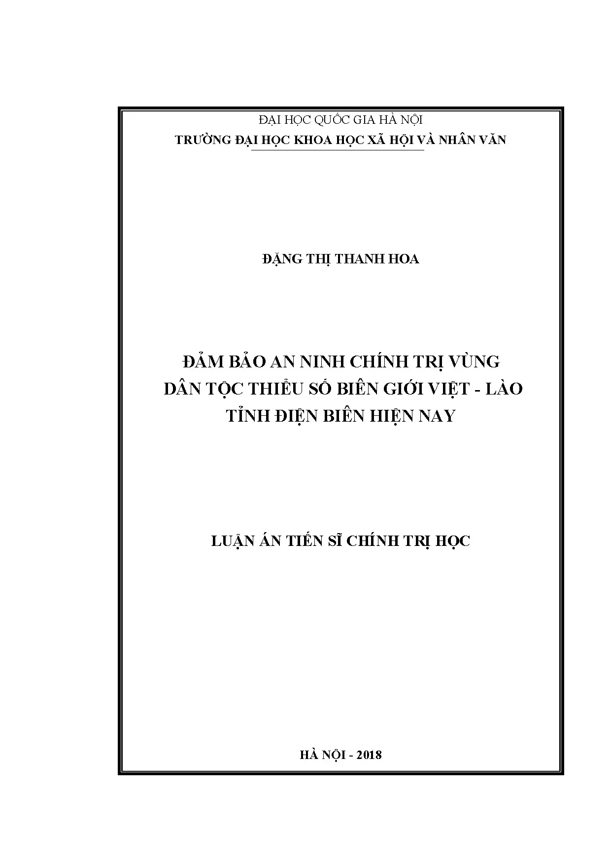 Luận án tiến sĩ đảm bảo an ninh chính trị vùng dân tộc thiểu