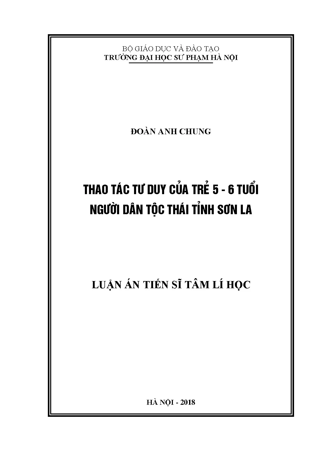 Thao tác tư duy của trẻ 5-6 tuổi dân tộc Thái Sơn La