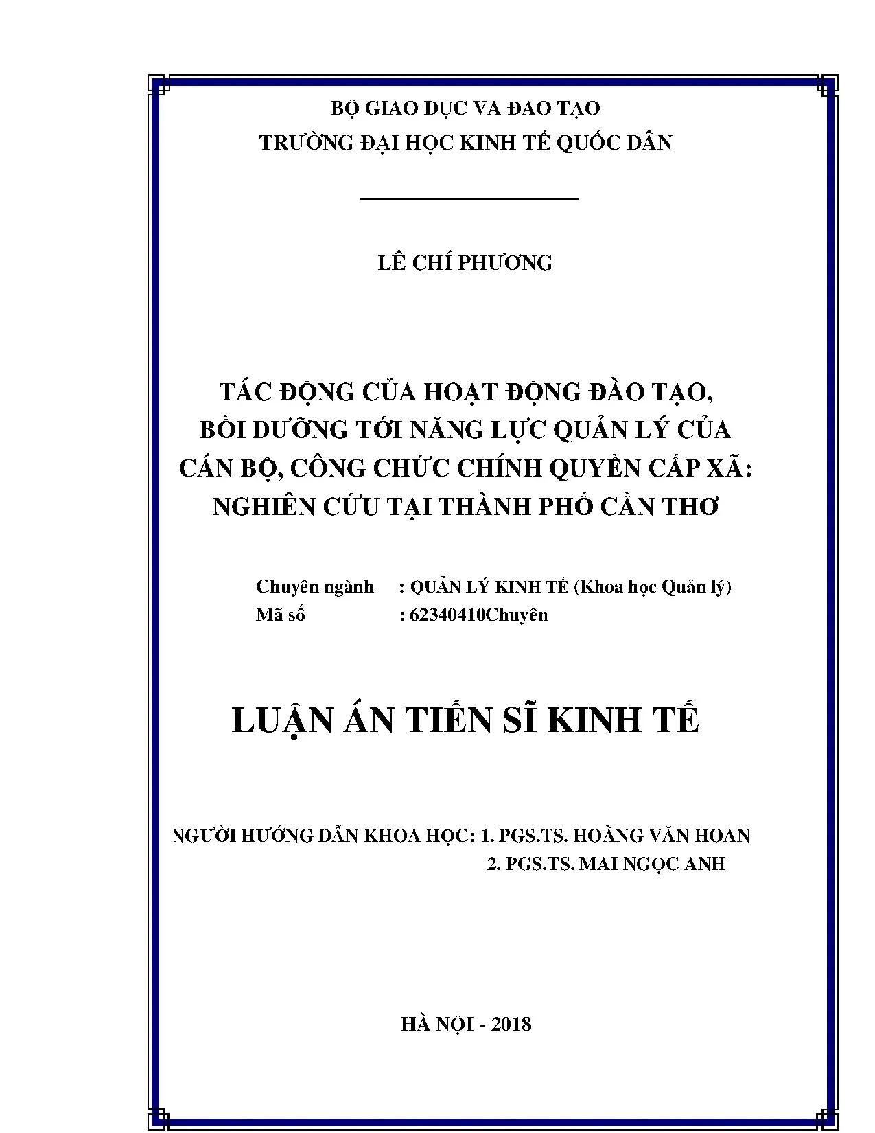Tác động đào tạo bồi dưỡng tới năng lực quản lý cán bộ cấp xã