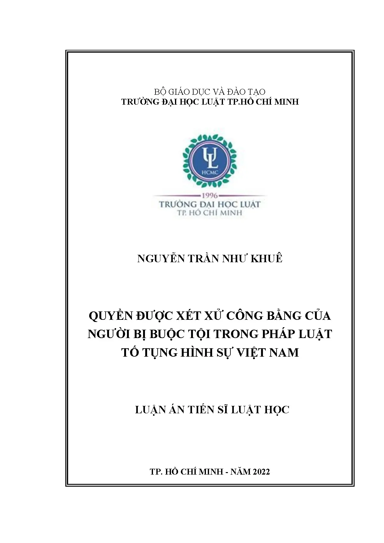 Luận án tiến sĩ quyền được xét xử công bằng của người bị buộ