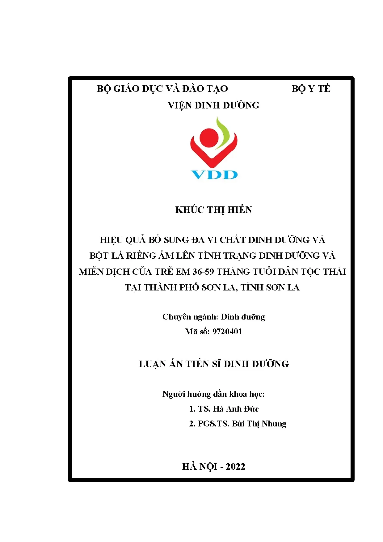 Luận án tiến sĩ hiệu quả bổ sung đa vi chất dinh dưỡng và bộ