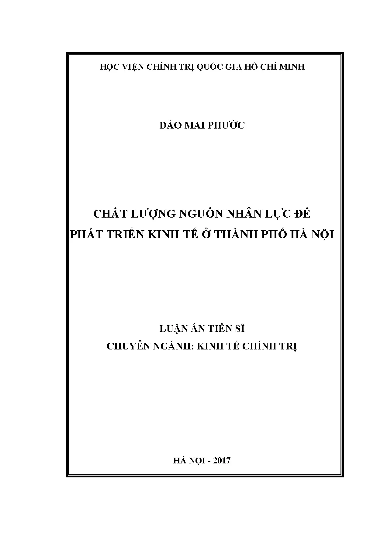 Chất lượng nguồn nhân lực phát triển kinh tế ở Hà Nội