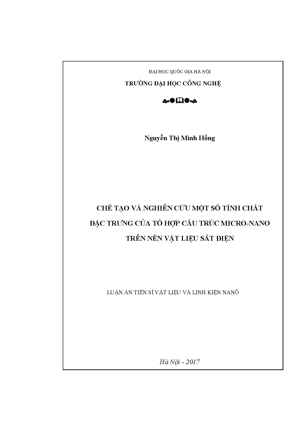 Luận án tiến sĩ chế tạo và nghiên cứu một số tính chất đặc t