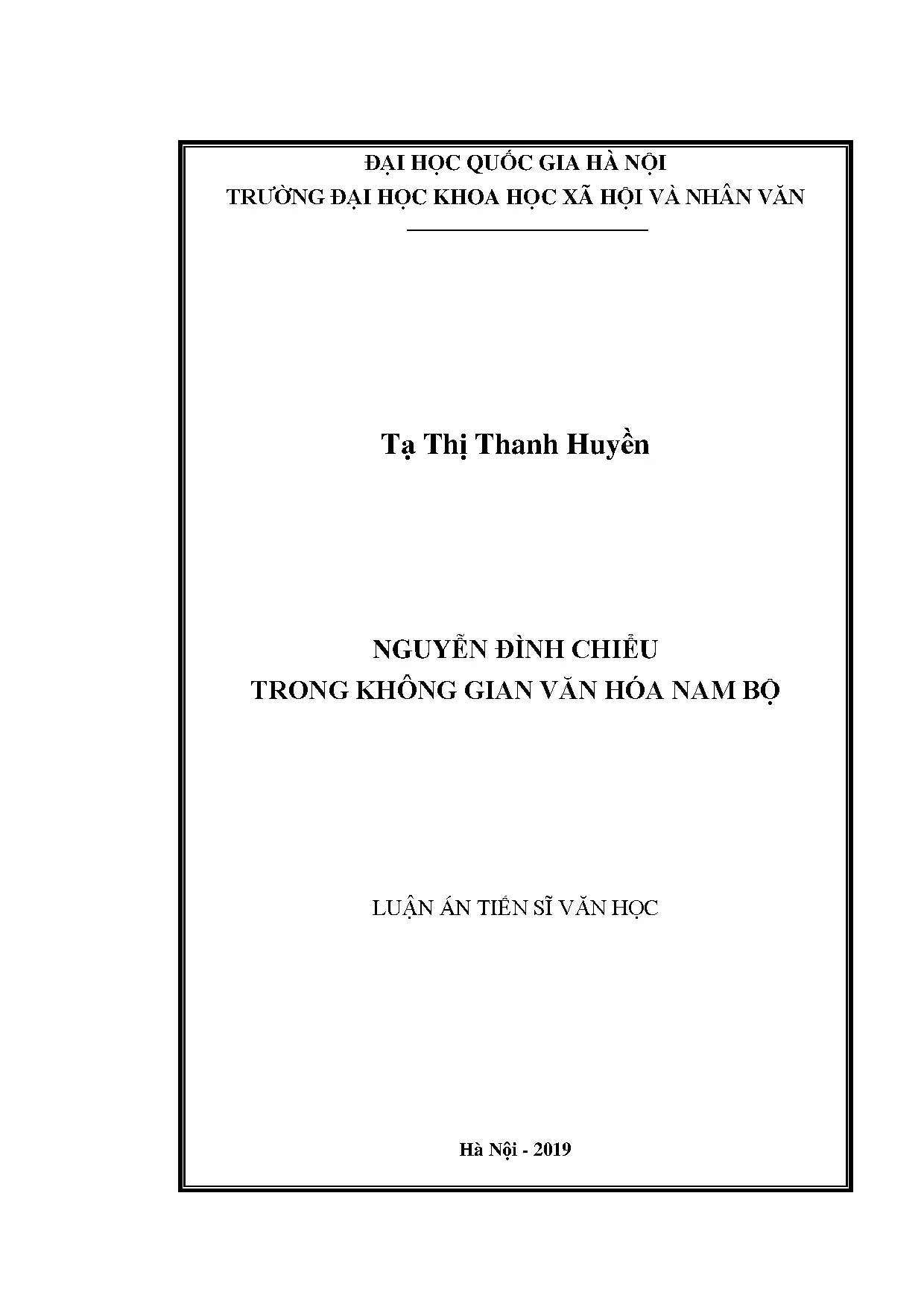 Luận án tiến sĩ nguyễn đình chiểu trong không gian văn hóa n