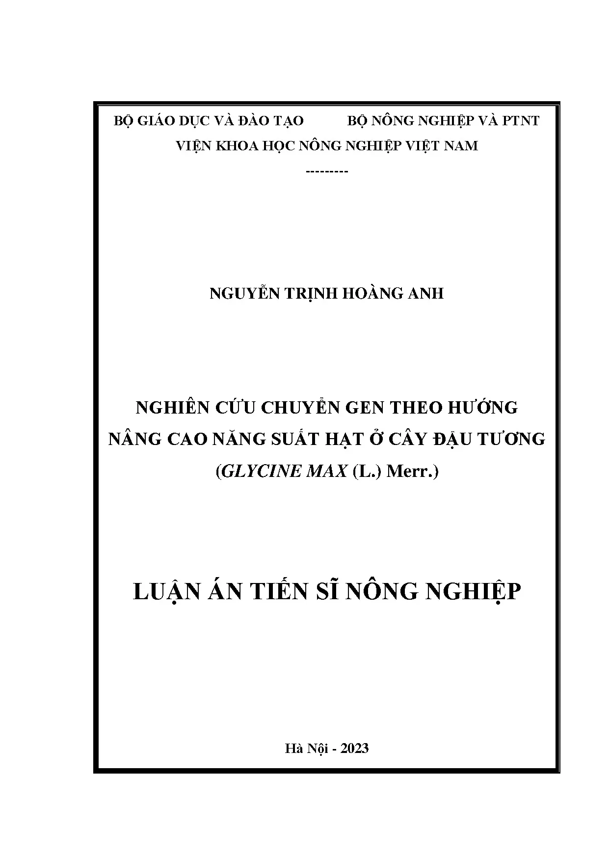 Nghiên cứu chuyển gen nâng cao năng suất hạt đậu tương