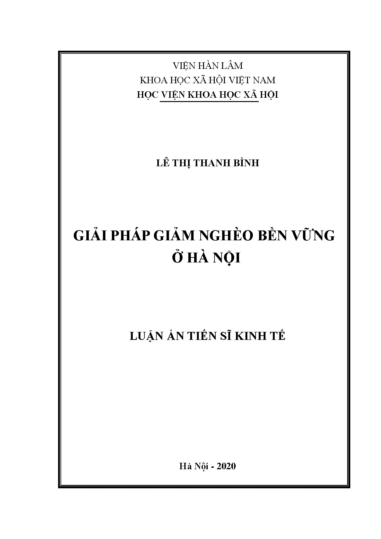 Giải pháp giảm nghèo bền vững ở Hà Nội - Luận án tiến sĩ