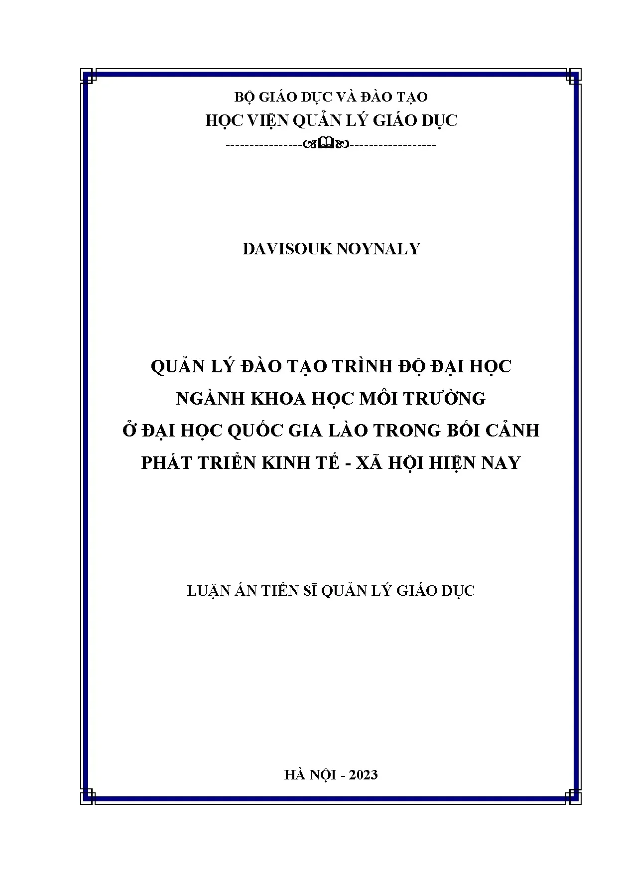 Quản lý đào tạo đại học khoa học môi trường Lào KT-XH