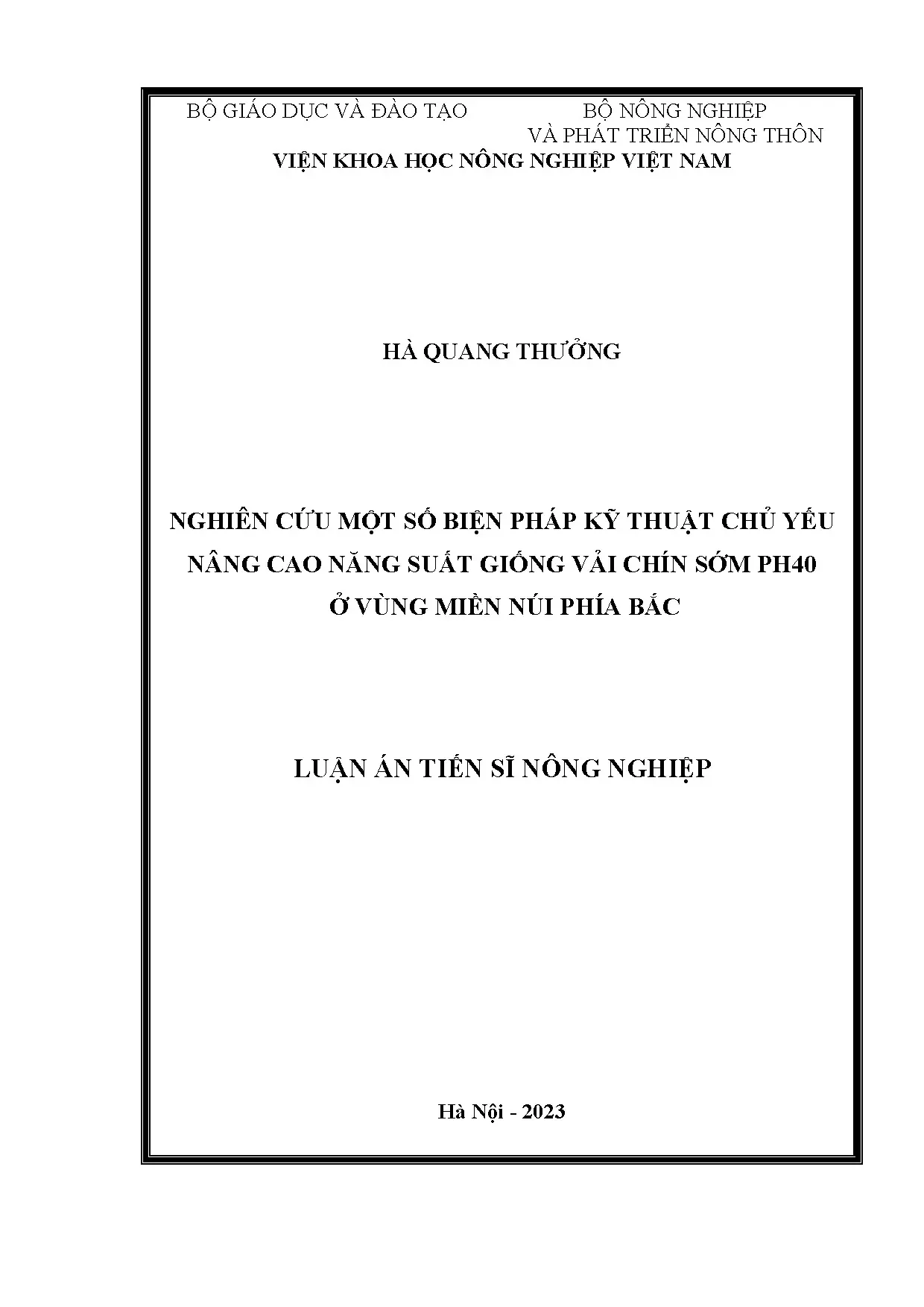 Nâng cao năng suất vải chín sớm PH40 miền núi phía Bắc