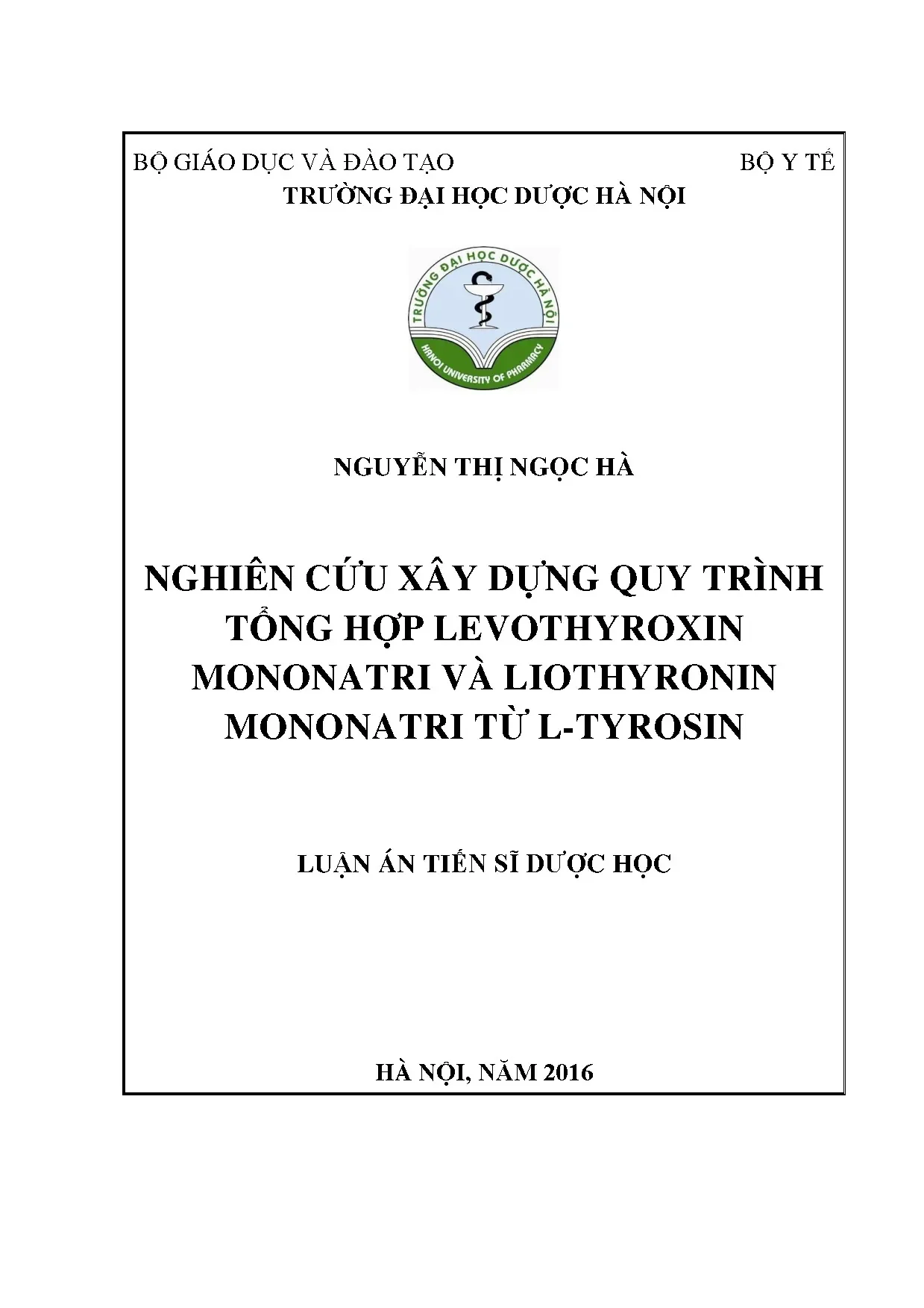 Nghiên cứu tổng hợp levothyroxin mononatri từ L-Tyrosin