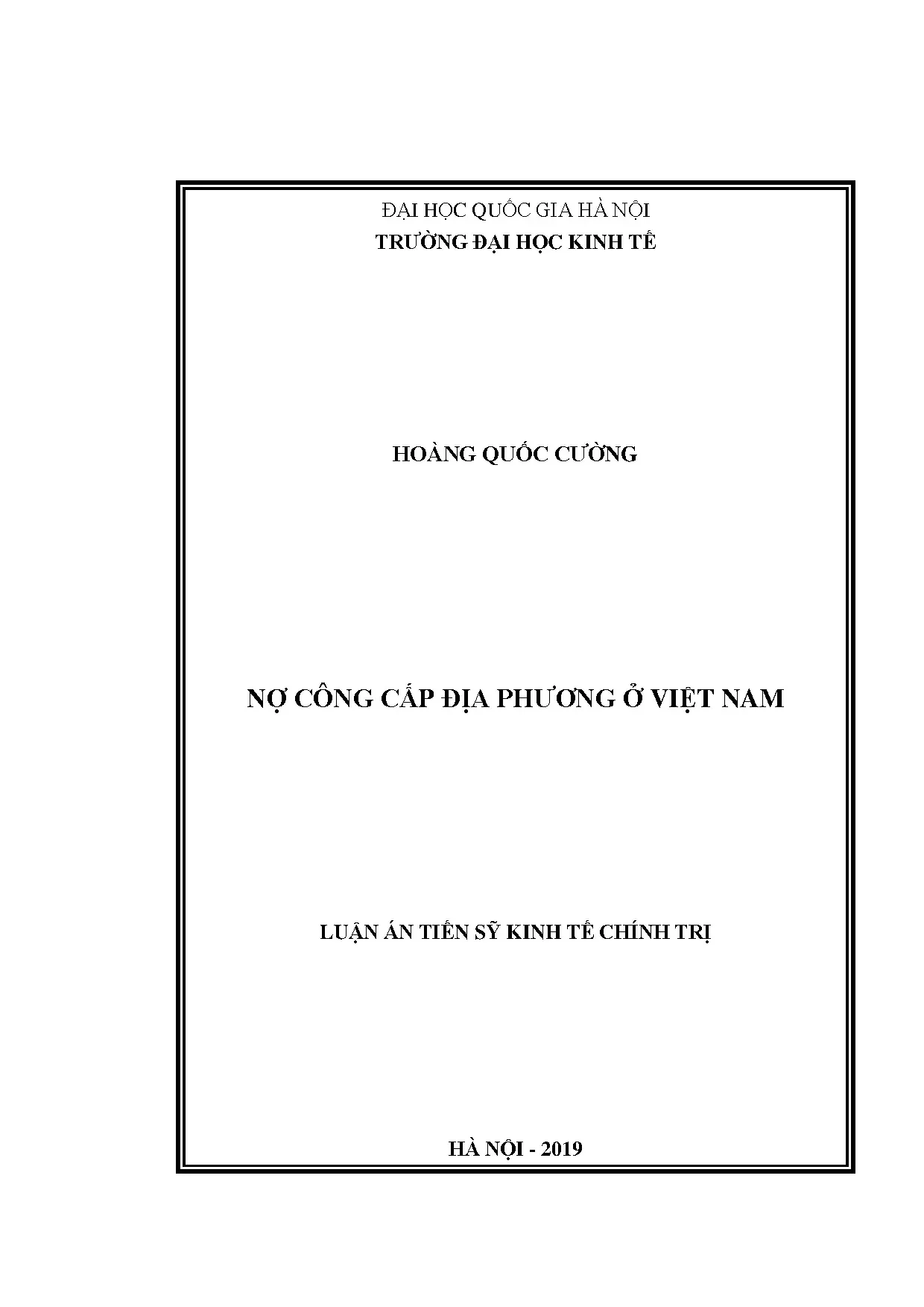 Luận án tiến sĩ nợ công cấp địa phương ở việt nam