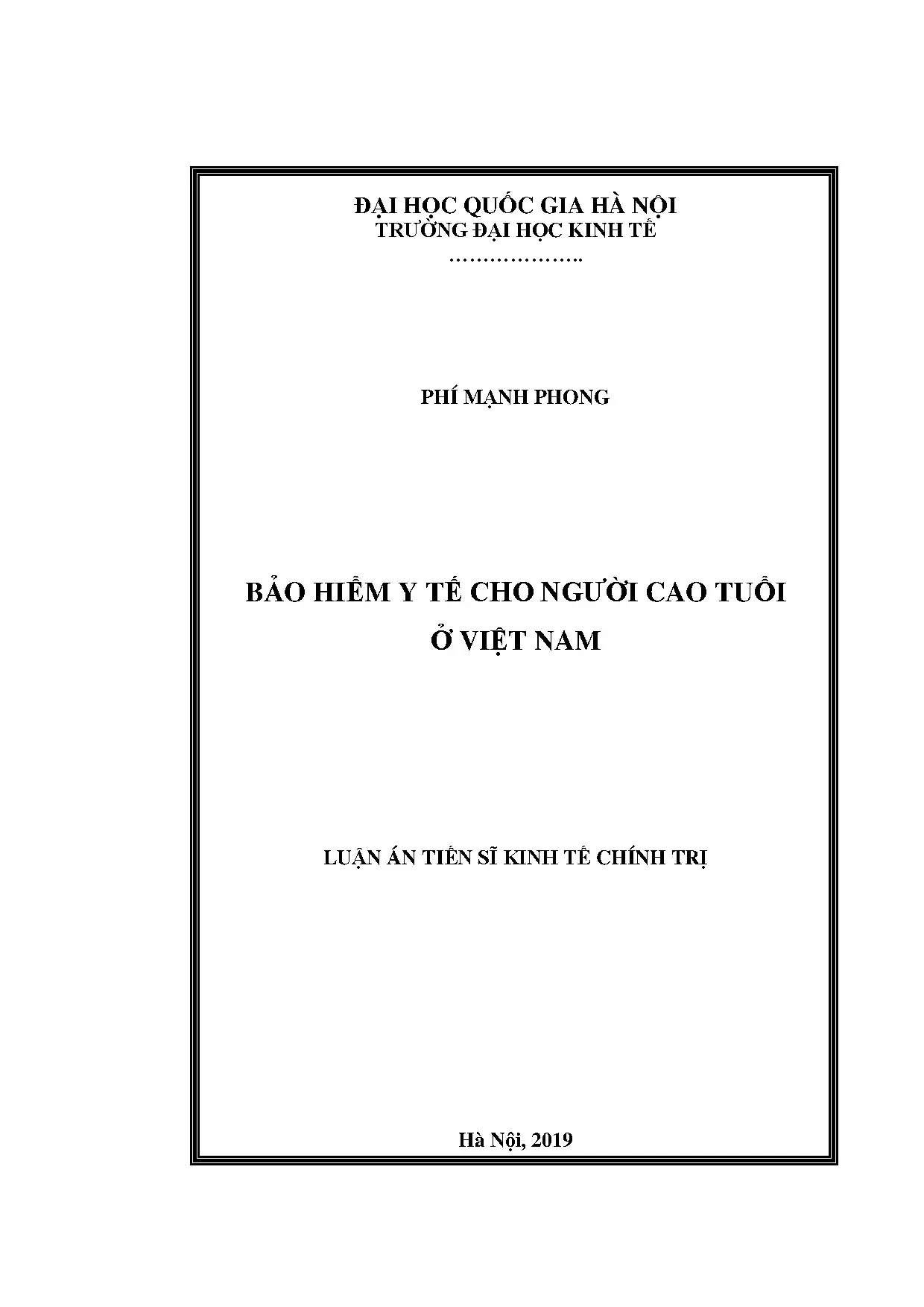 Luận án tiến sĩ bảo hiểm y tế cho người cao tuổi ở việt nam