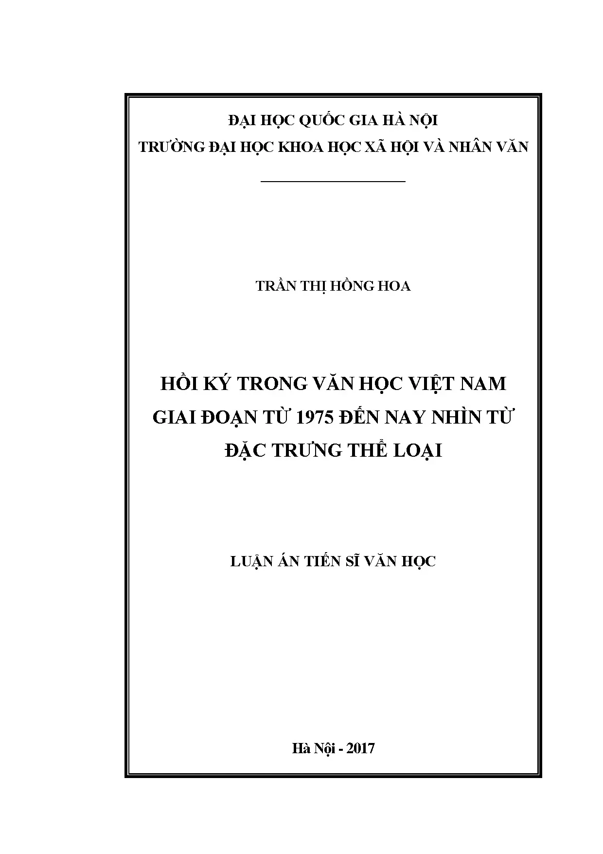 Luận án tiến sĩ hồi ký trong văn học việt nam giai đoạn từ 1