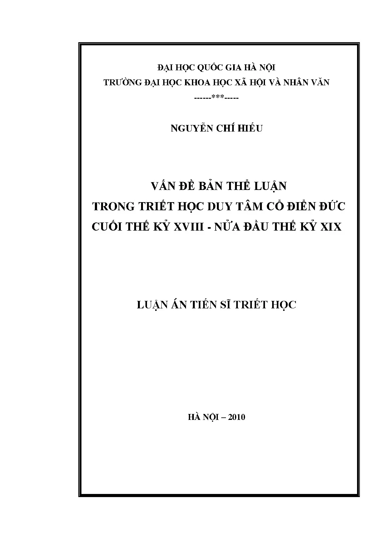 Luận án tiến sĩ vấn đề bản thể luận trong triết học duy tâm