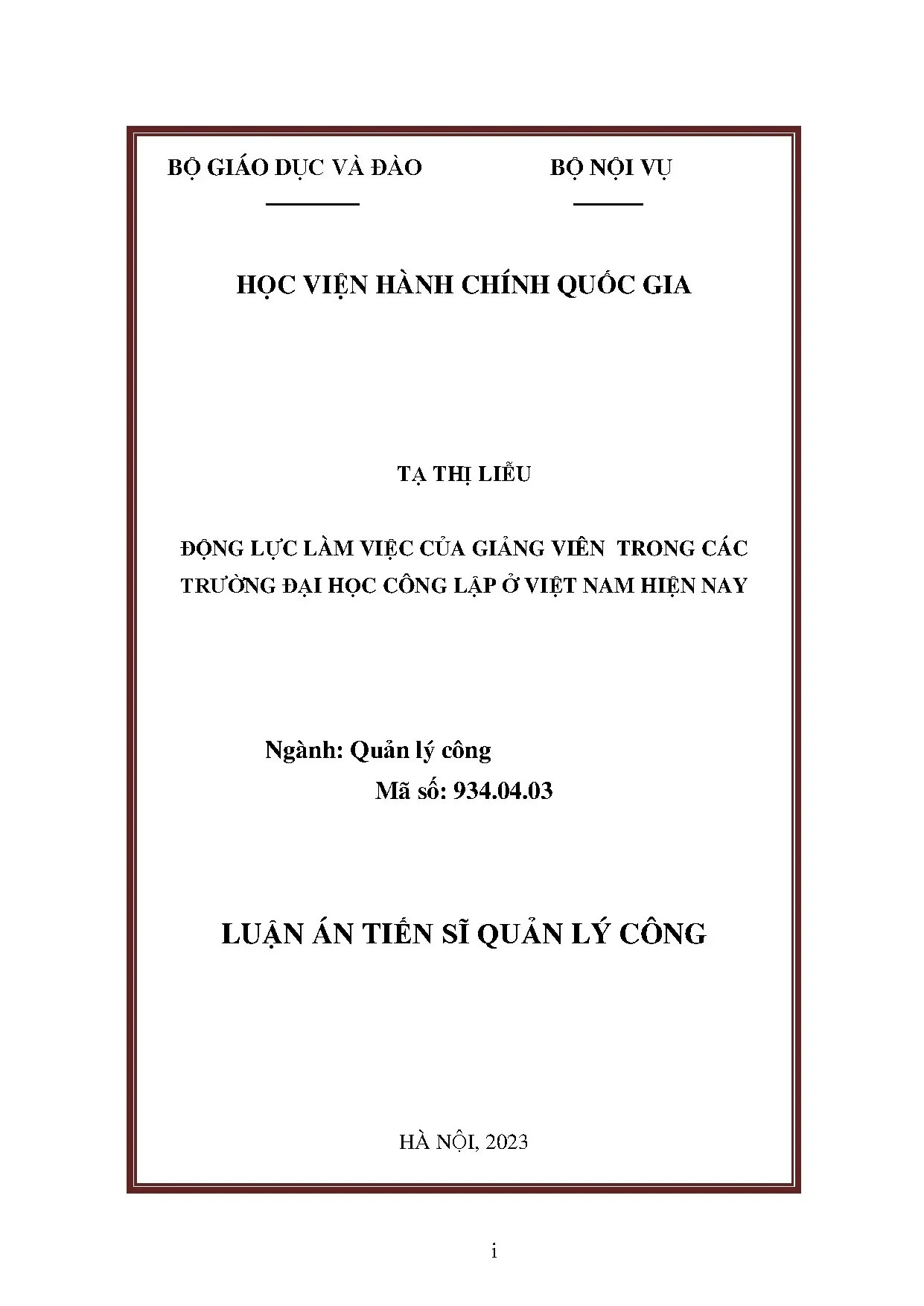 Động lực làm việc giảng viên đại học công lập Việt Nam