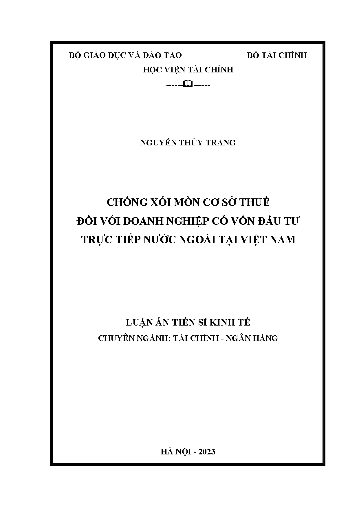 Chống xói mòn cơ sở thuế thu nhập doanh nghiệp FDI tại Việt Nam
