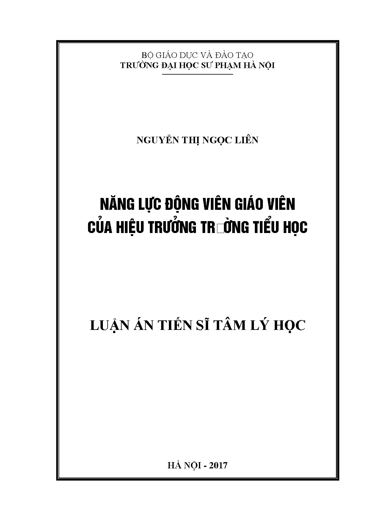 Năng lực động viên giáo viên của hiệu trưởng trường tiểu học