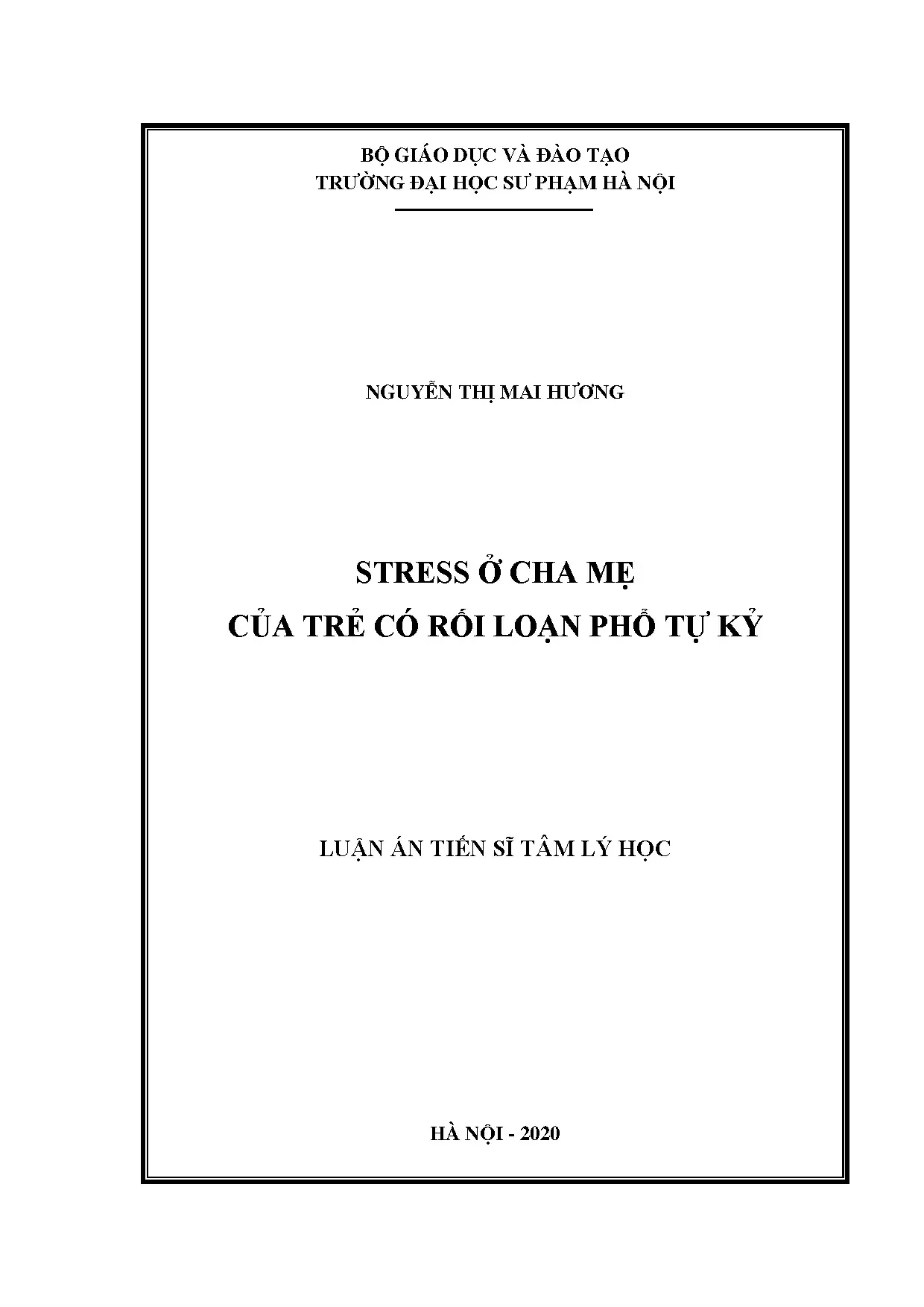 Stress ở cha mẹ trẻ rối loạn phổ tự kỷ - Nghiên cứu tâm lý học